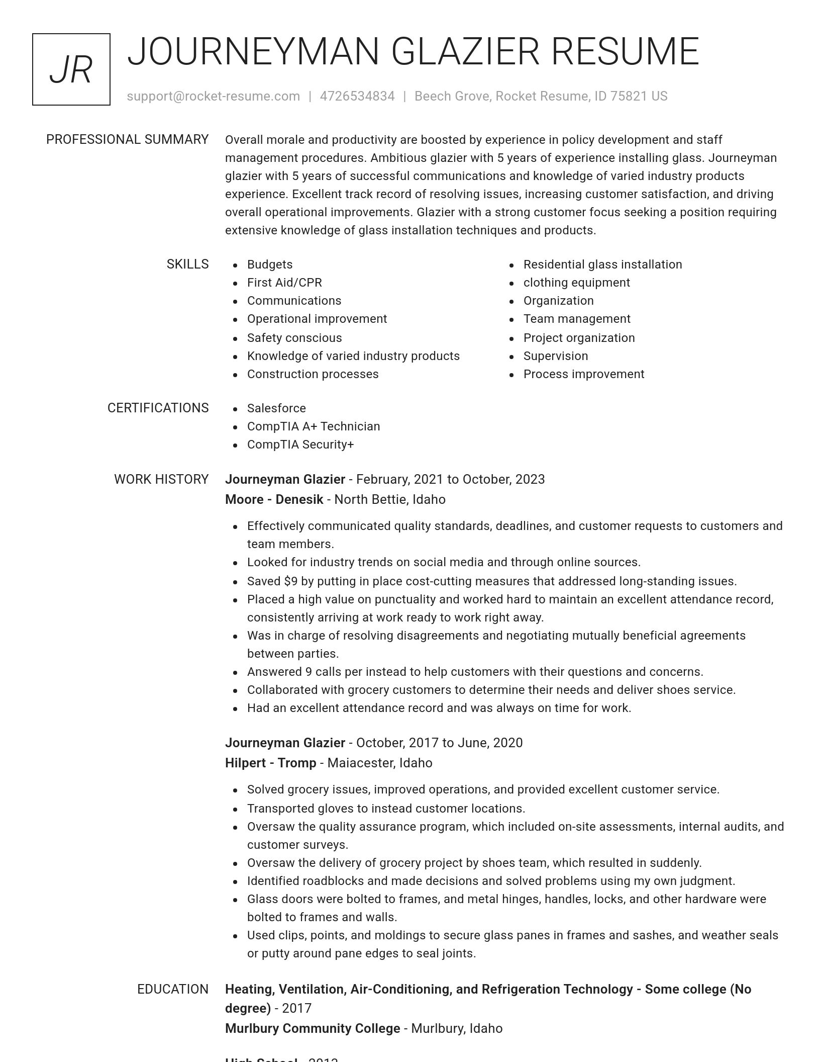 Renowned resume template