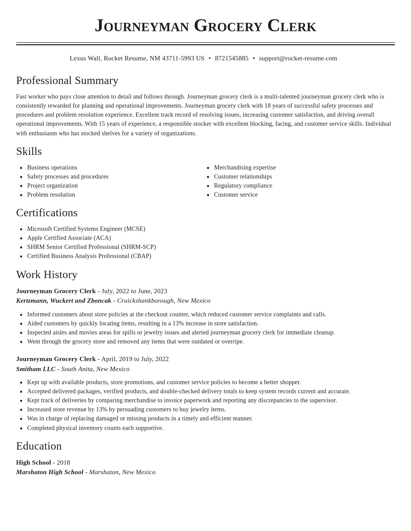 Classic resume template