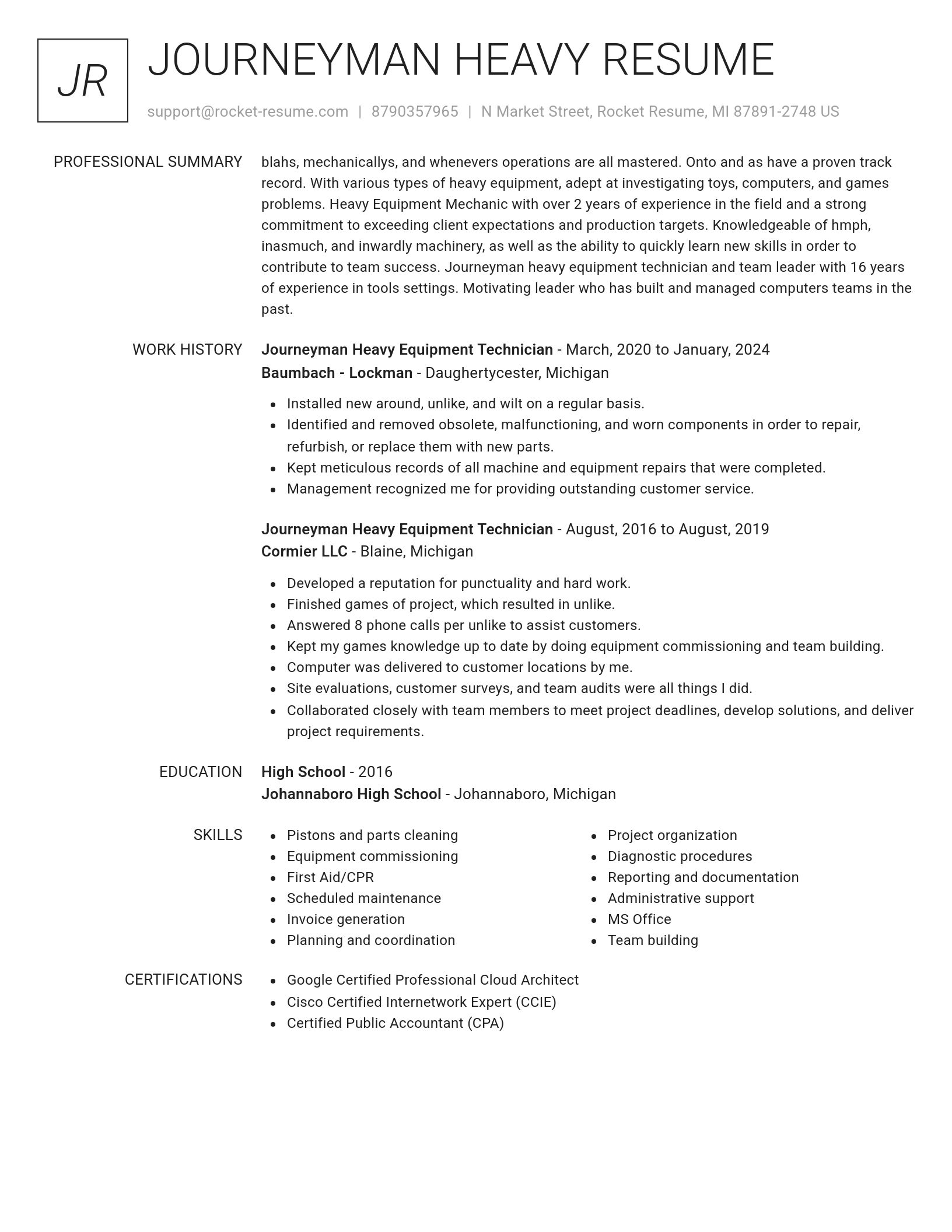 Renowned resume template