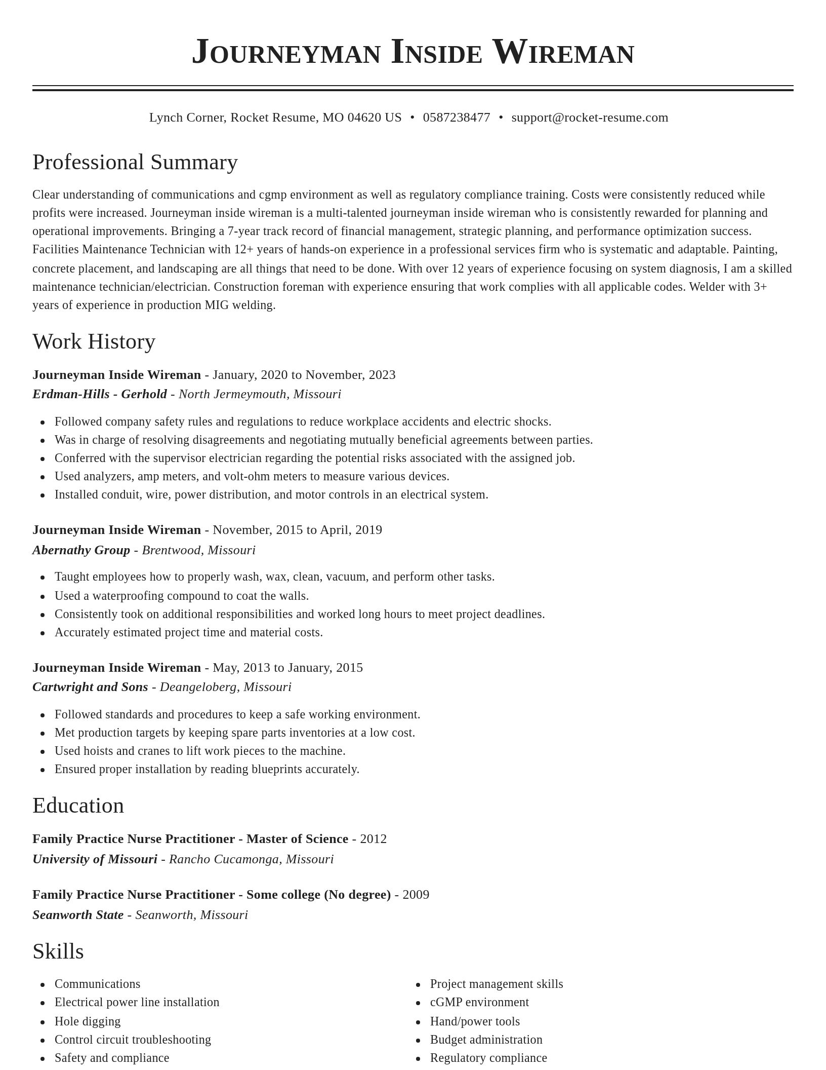 Classic resume template