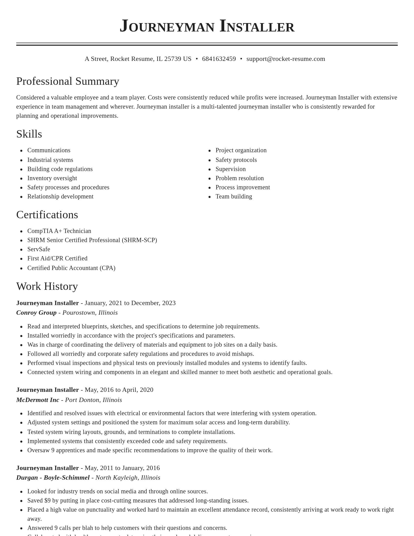 Classic resume template