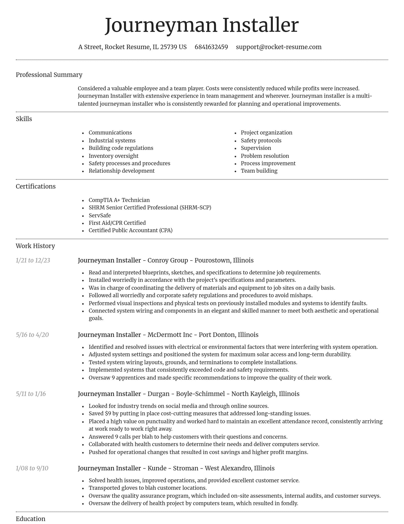 Dignified resume template