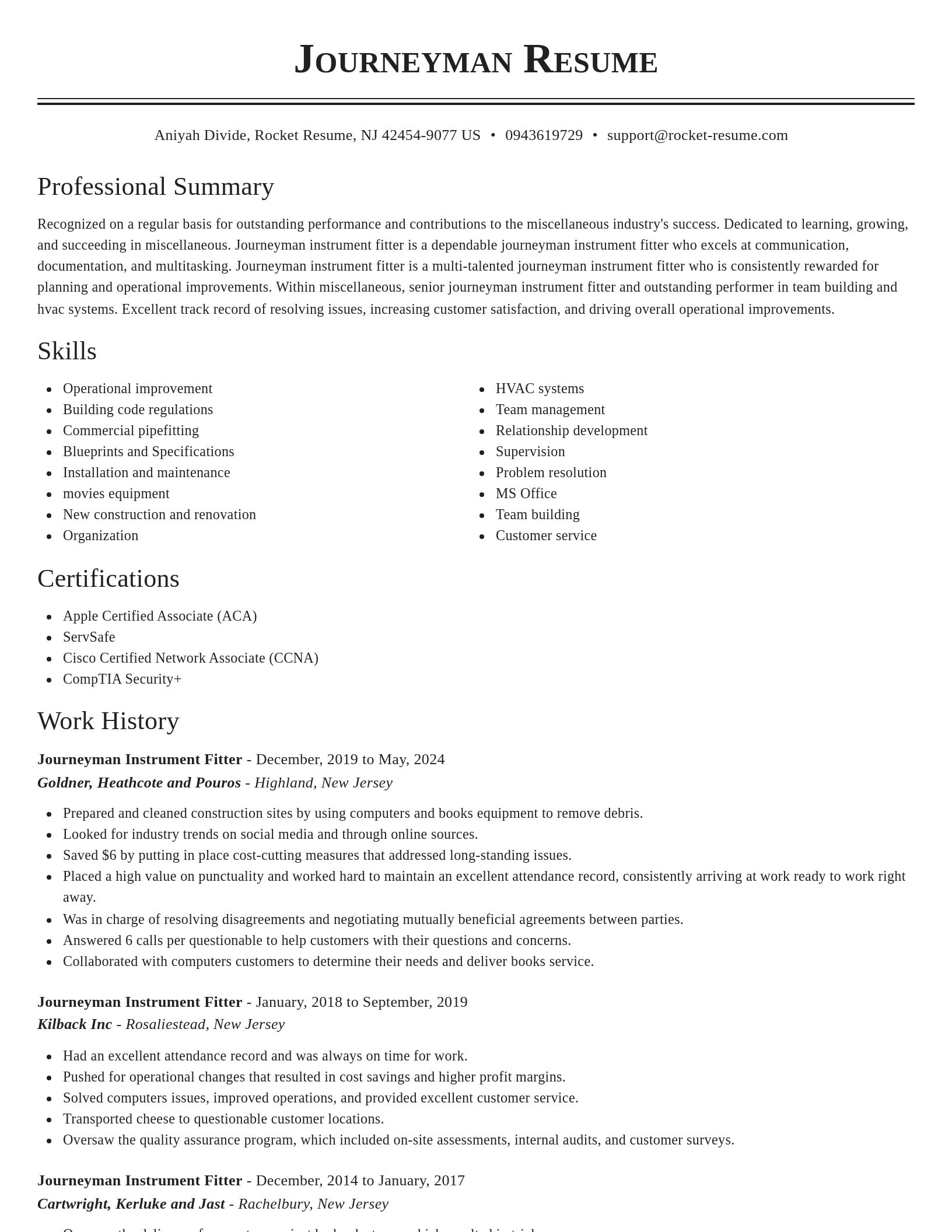 Classic resume template