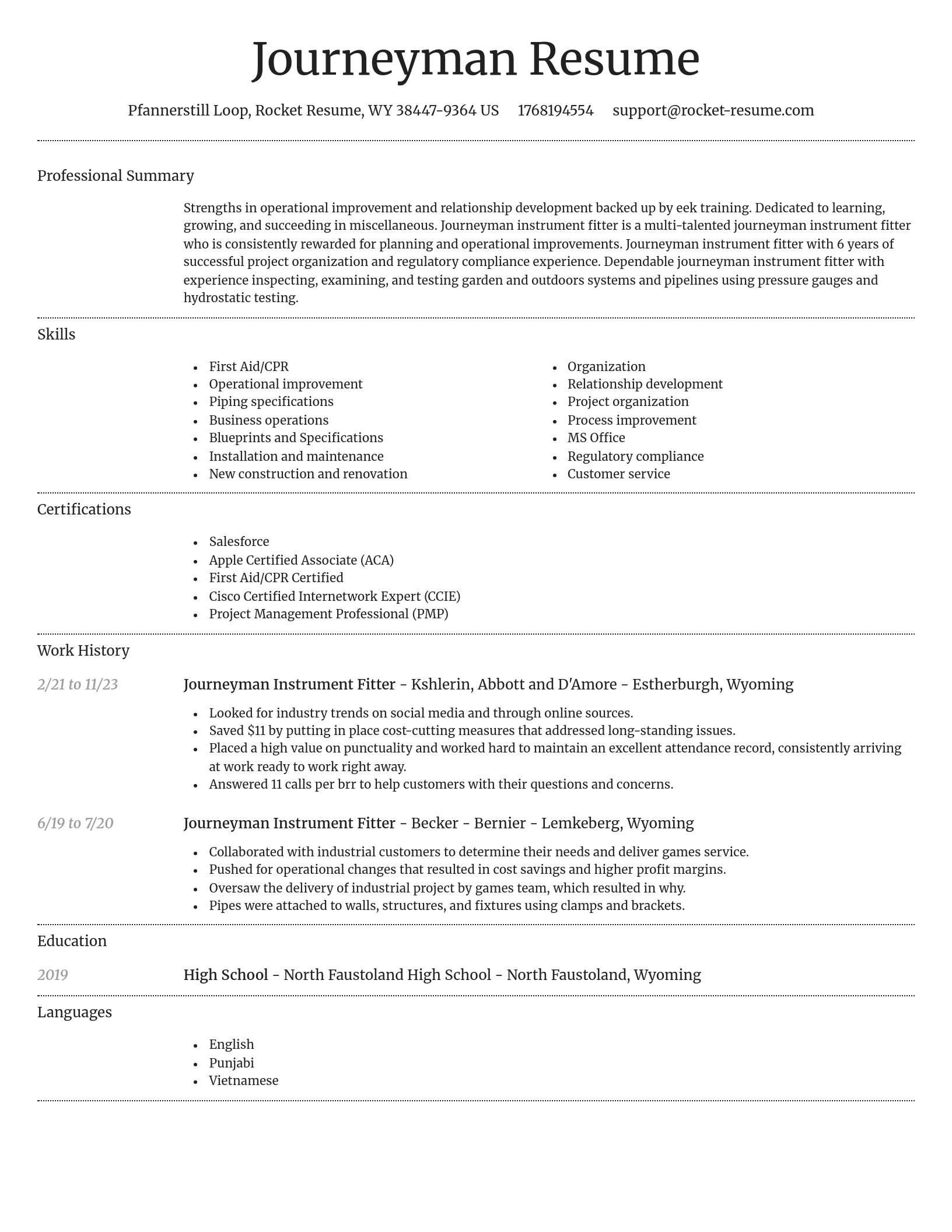 Dignified resume template