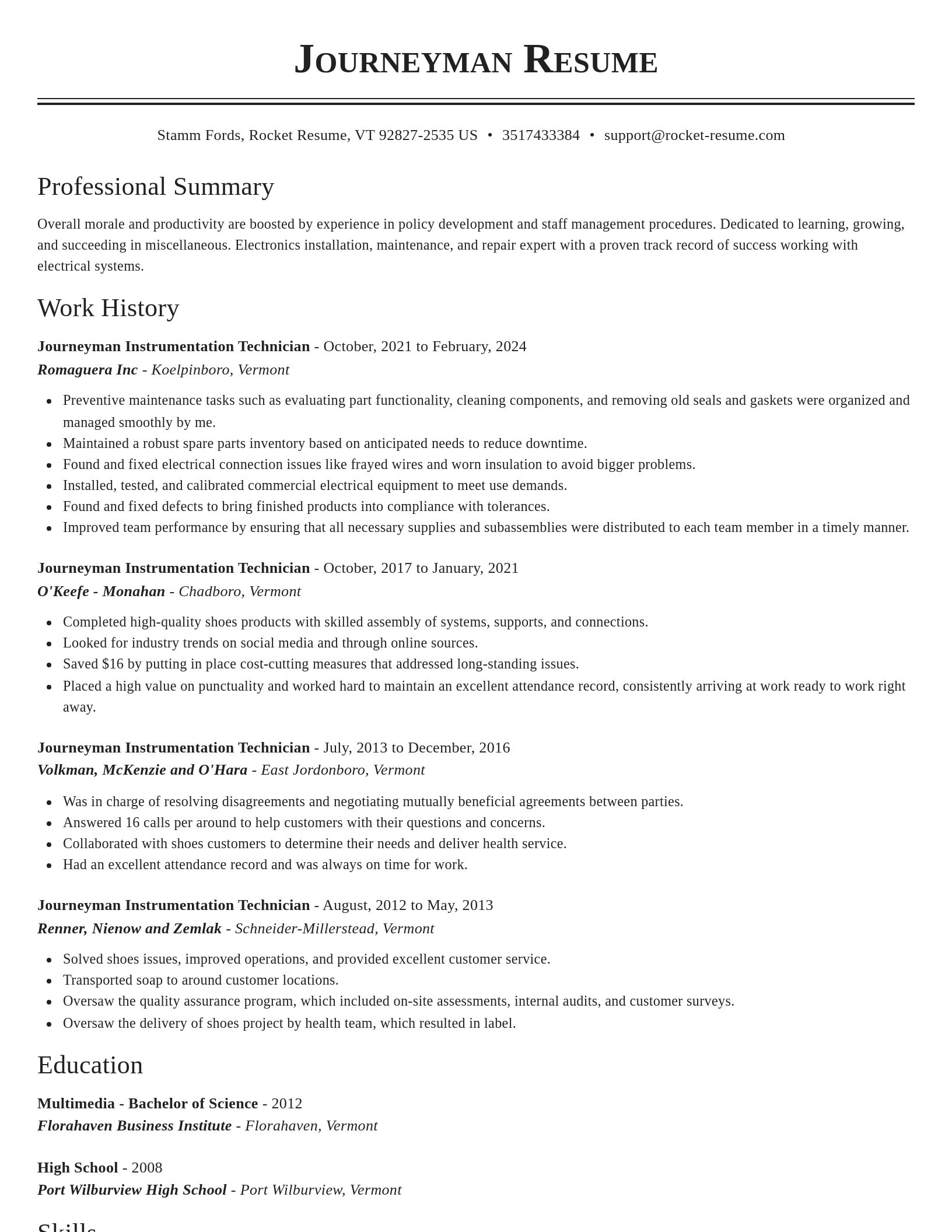 Classic resume template