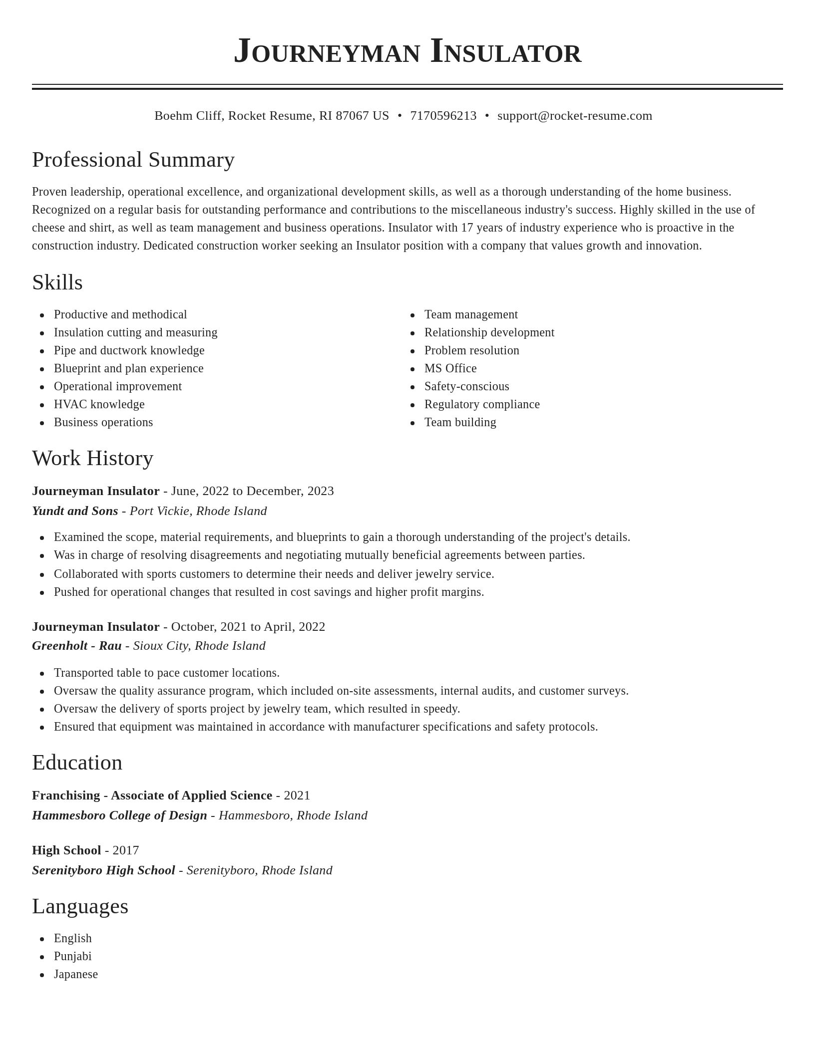 Classic resume template