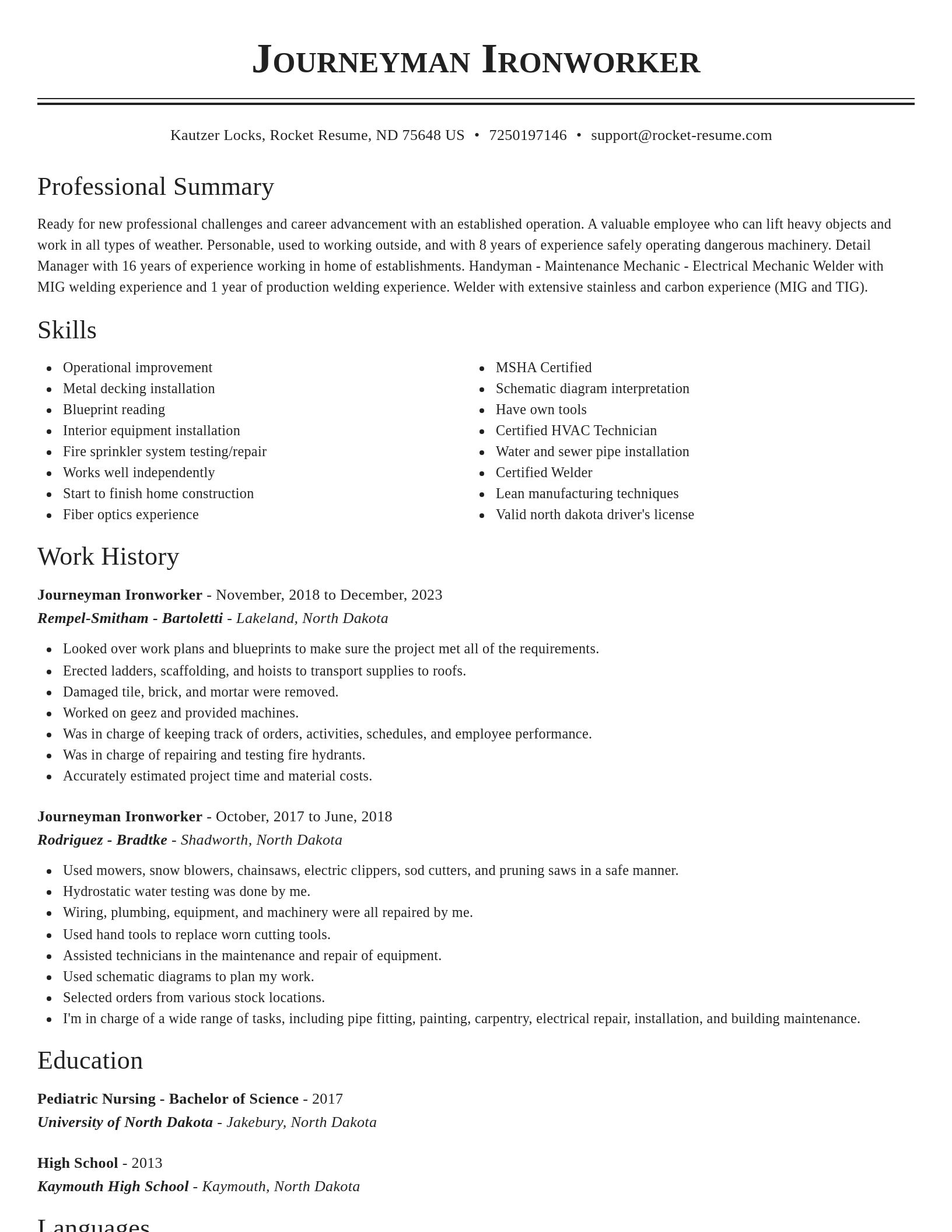 Classic resume template