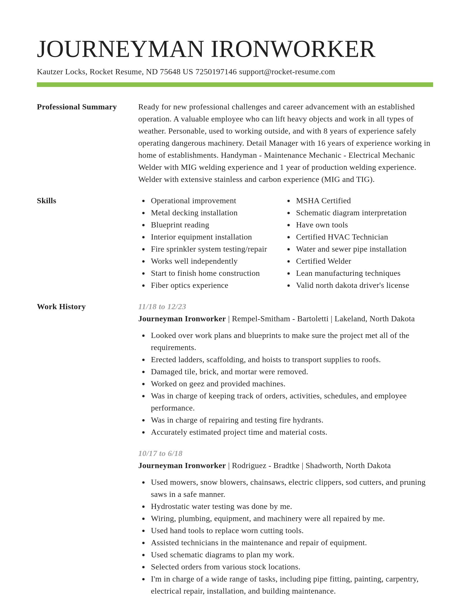 Smart resume template
