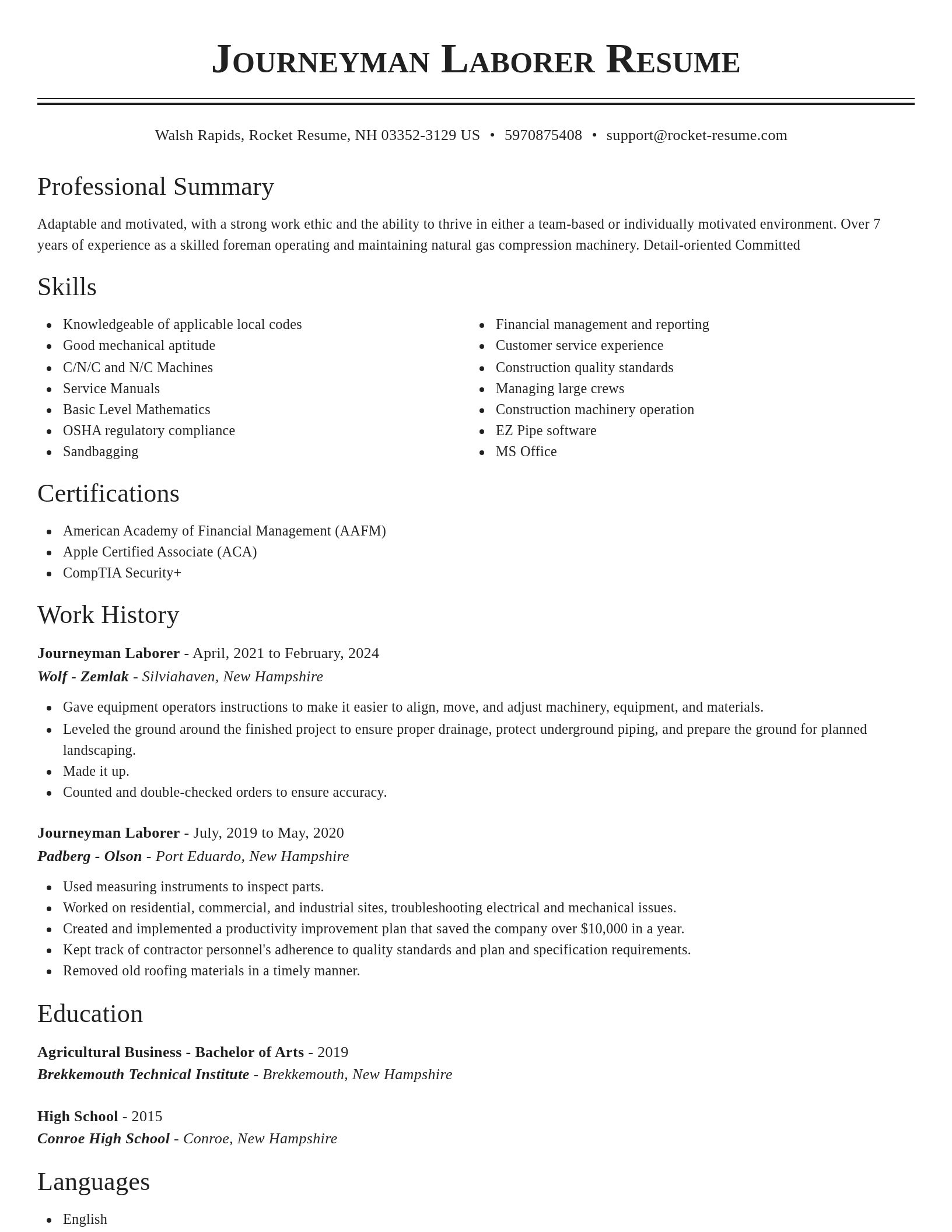Classic resume template