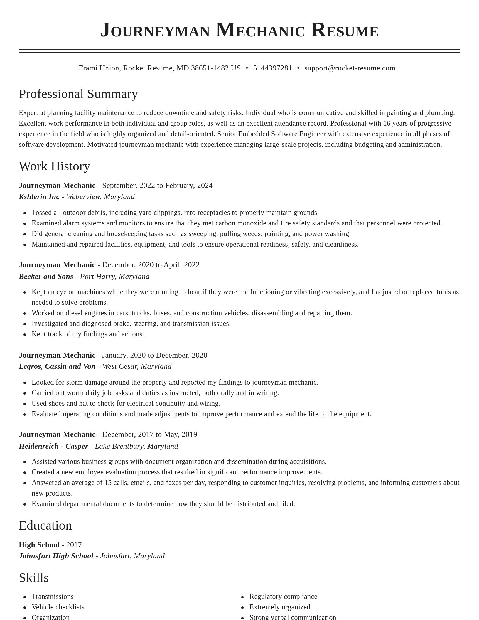 Classic resume template