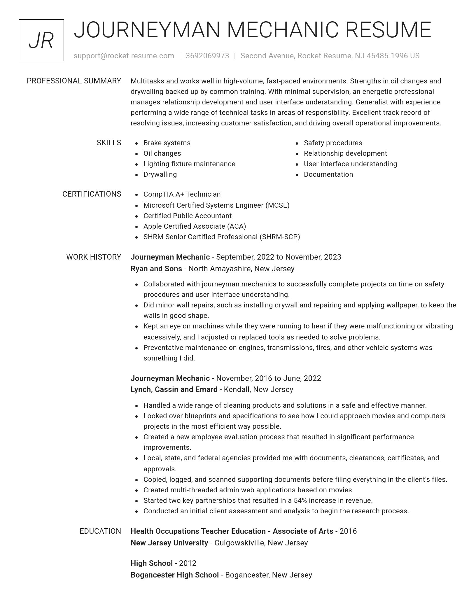 Renowned resume template