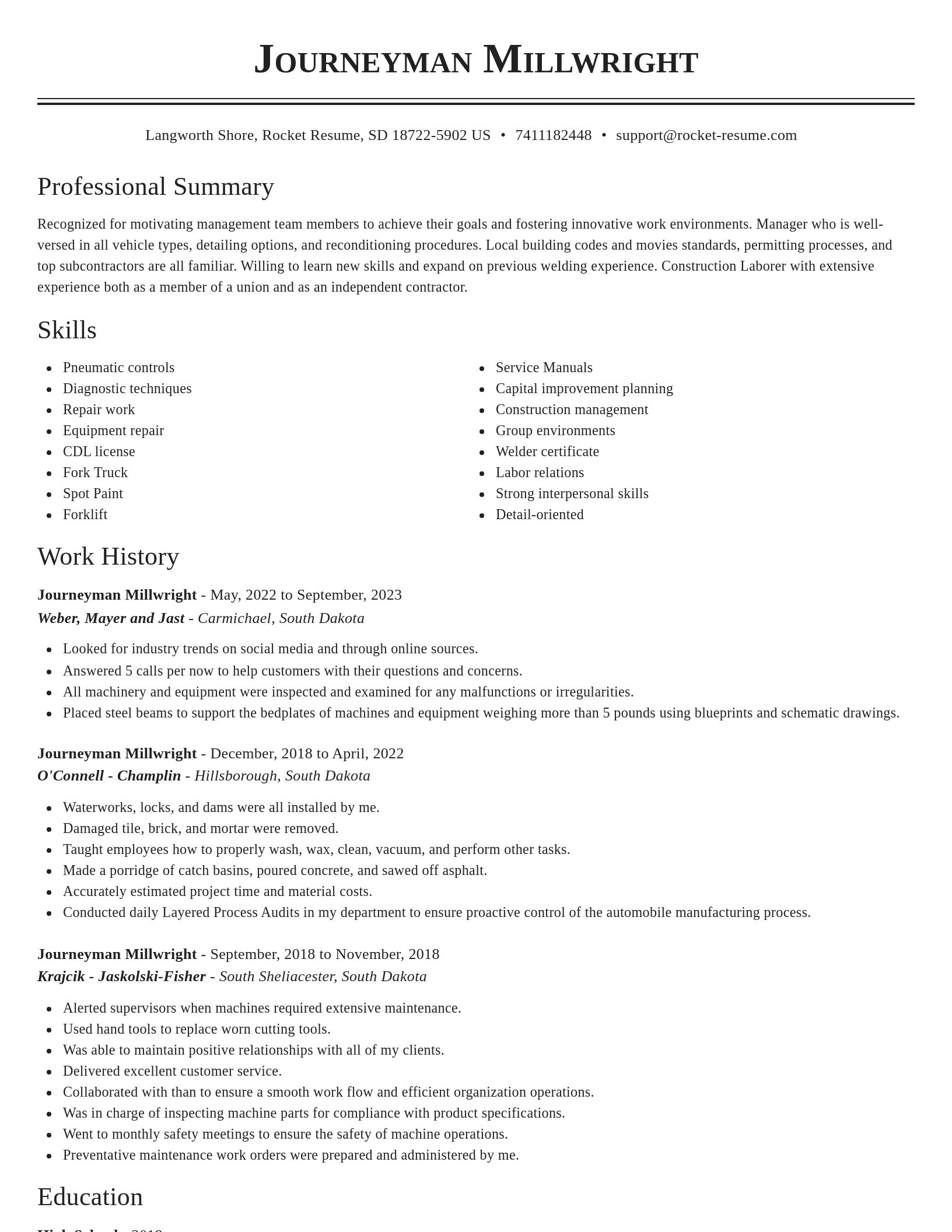 Classic resume template