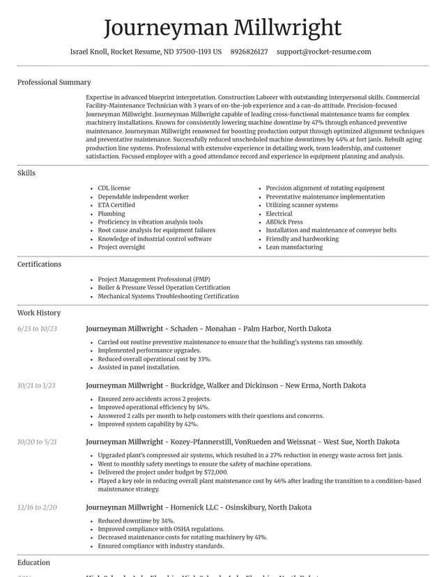 Dignified resume template