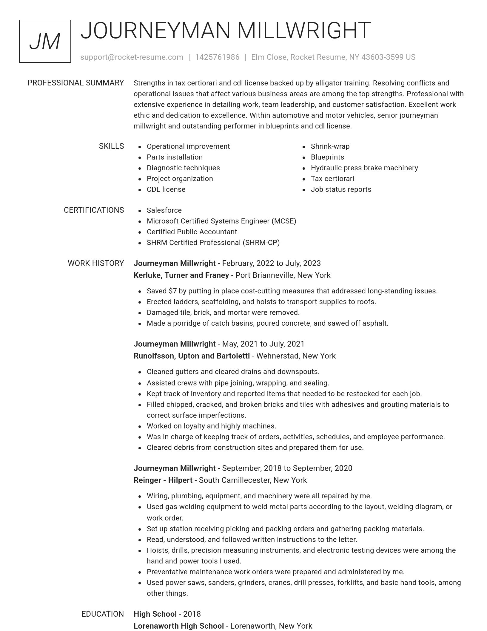 Renowned resume template