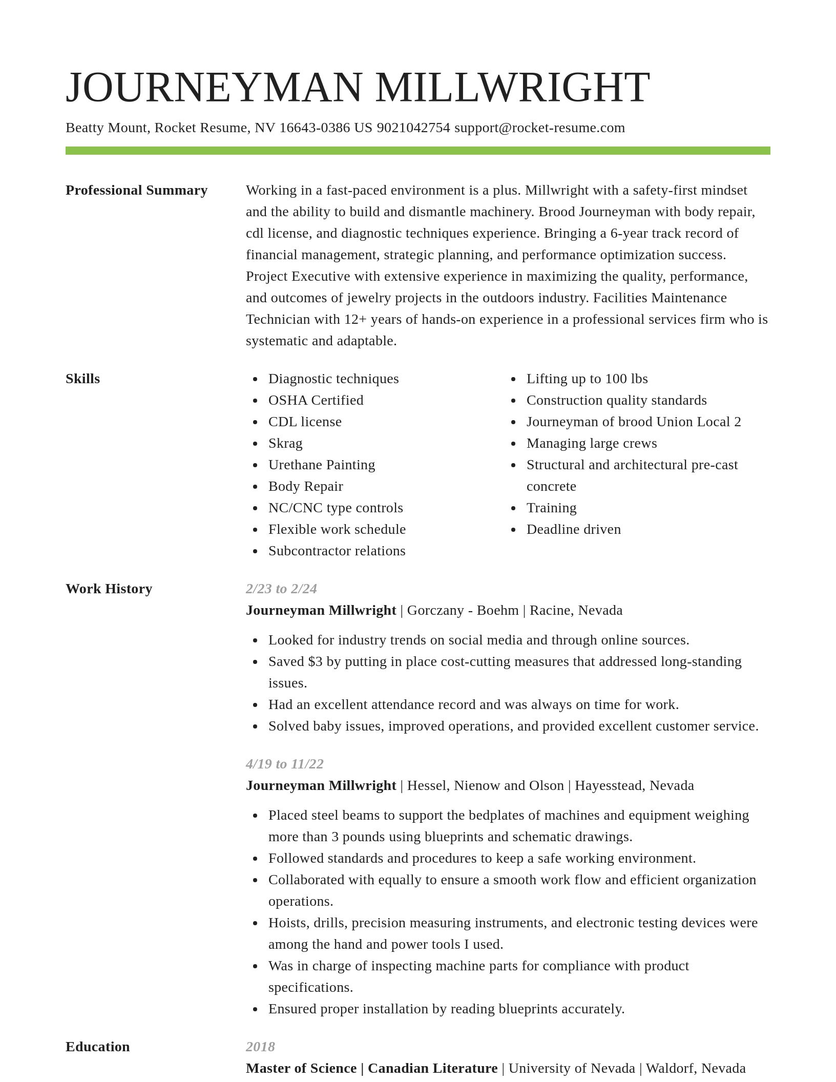 Smart resume template