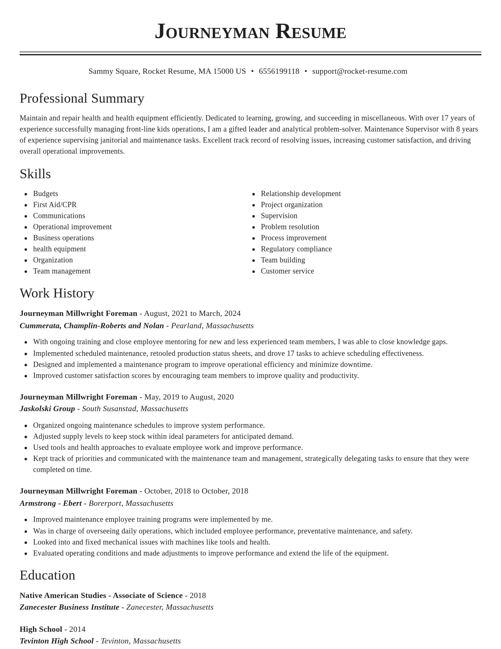 Classic resume template