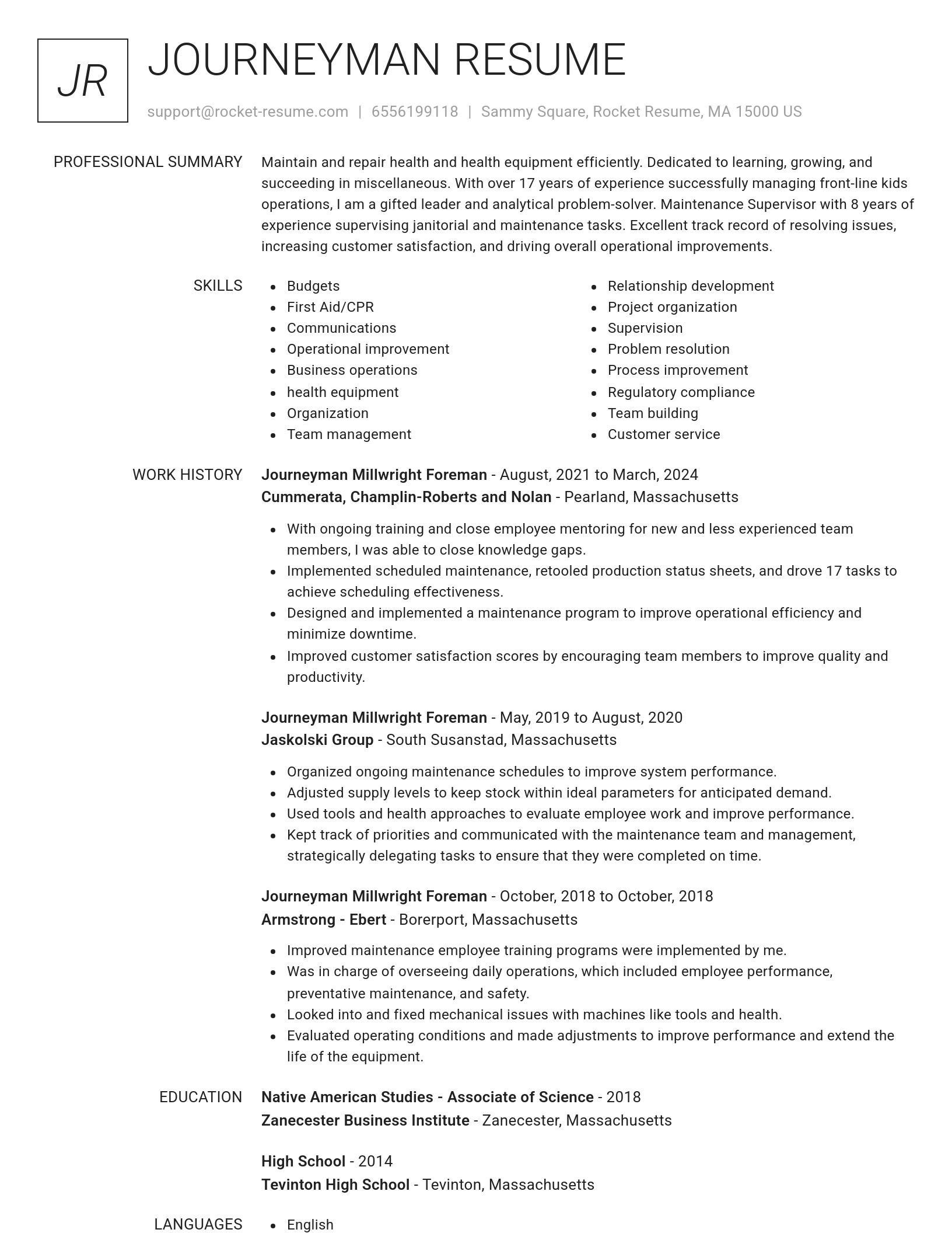 Renowned resume template