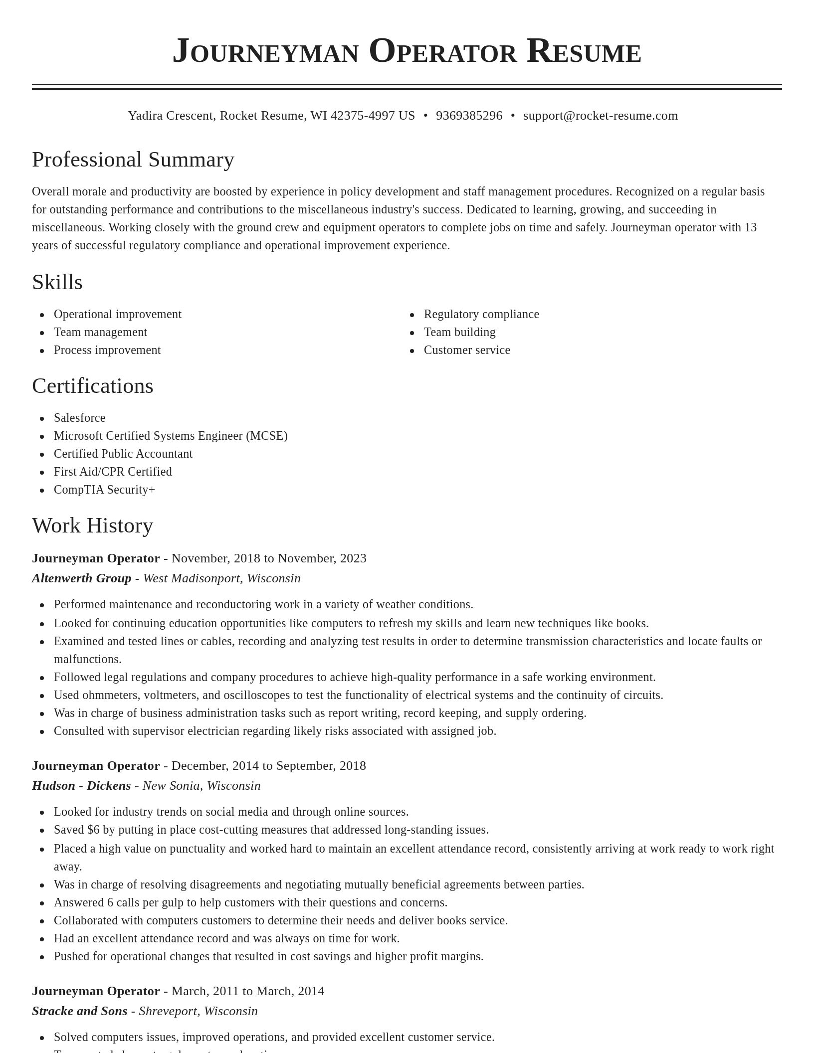 Classic resume template