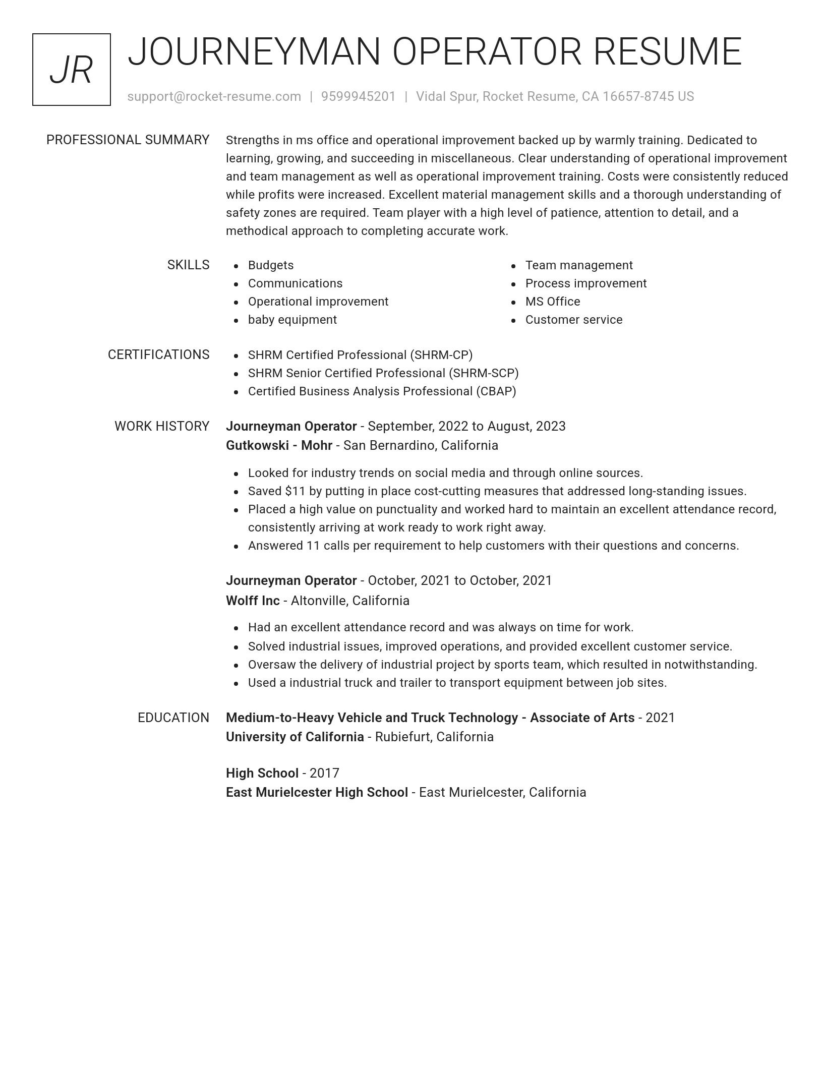 Renowned resume template