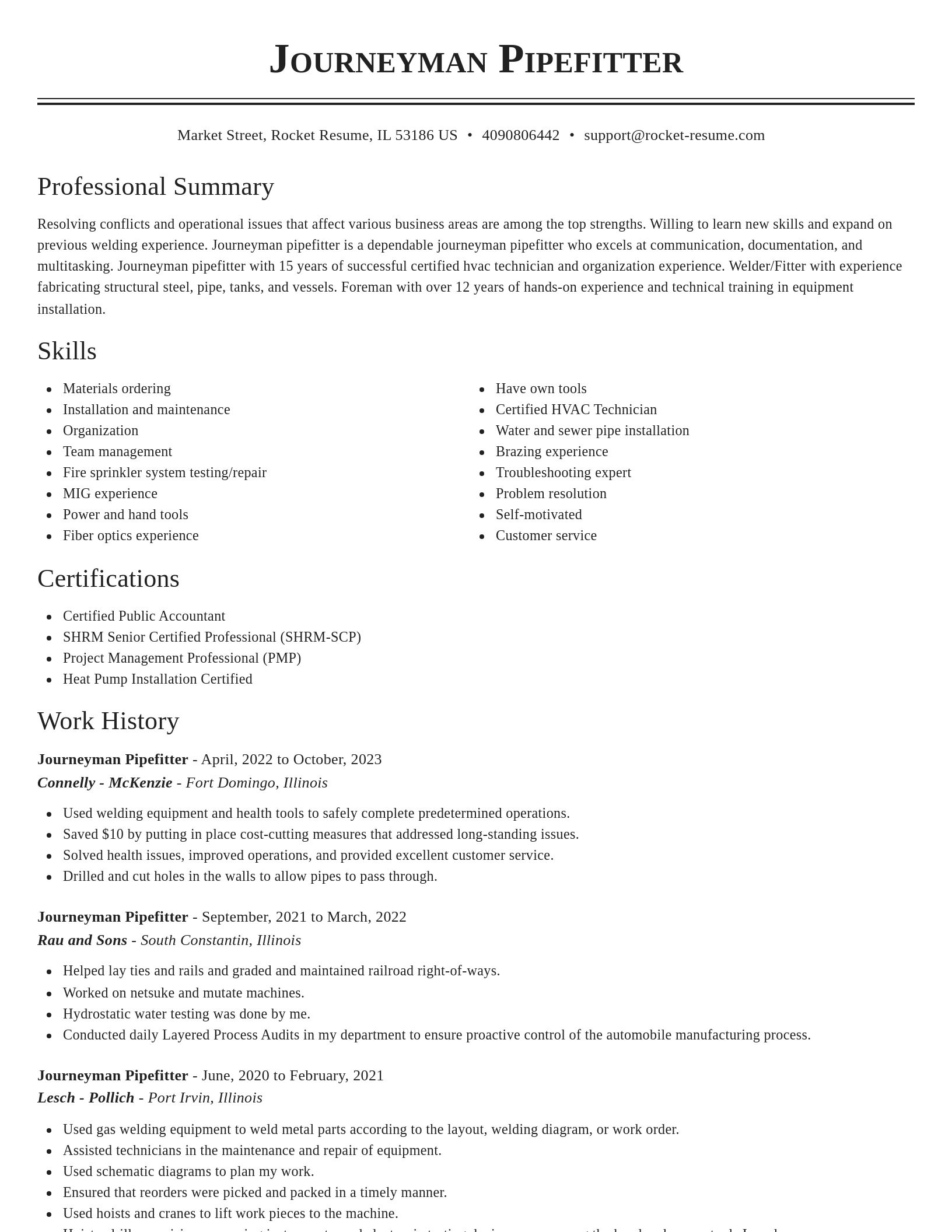 Classic resume template