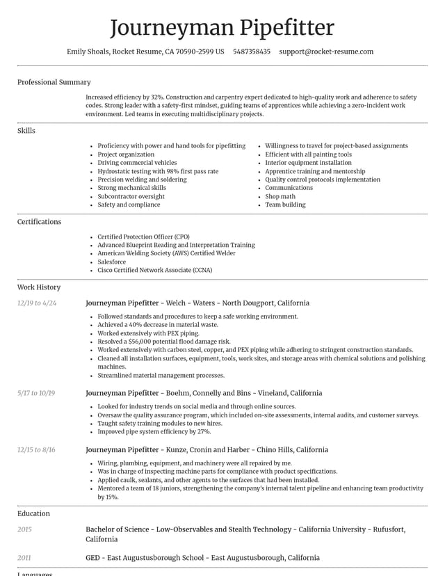 Dignified resume template