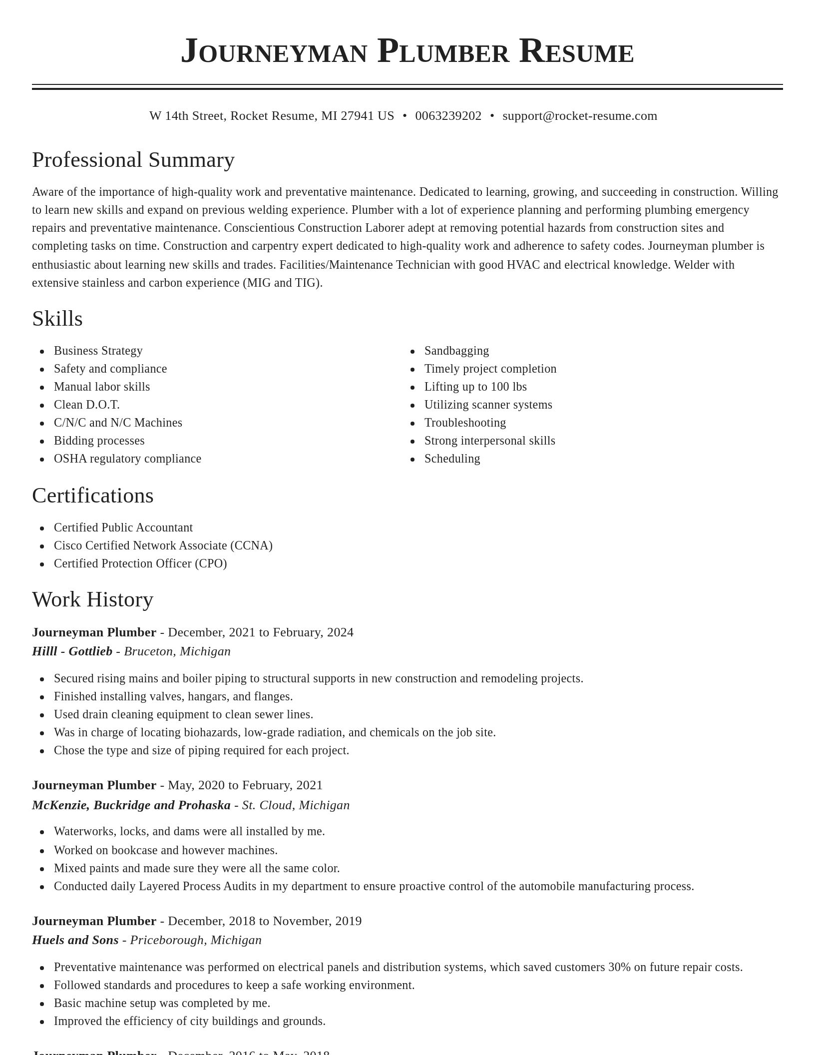 Classic resume template