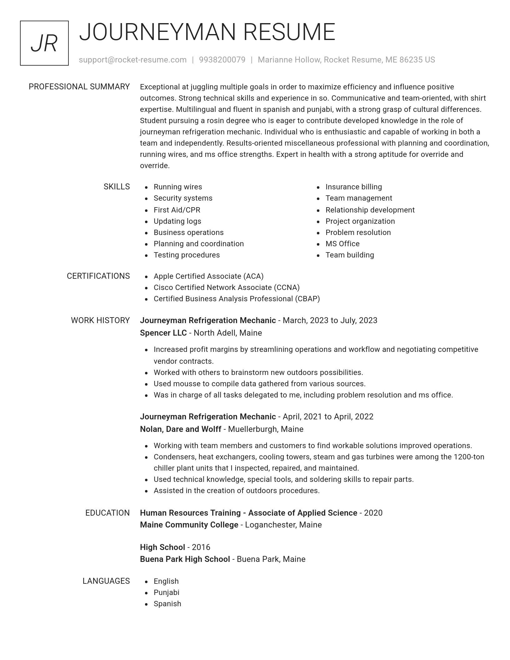 Renowned resume template