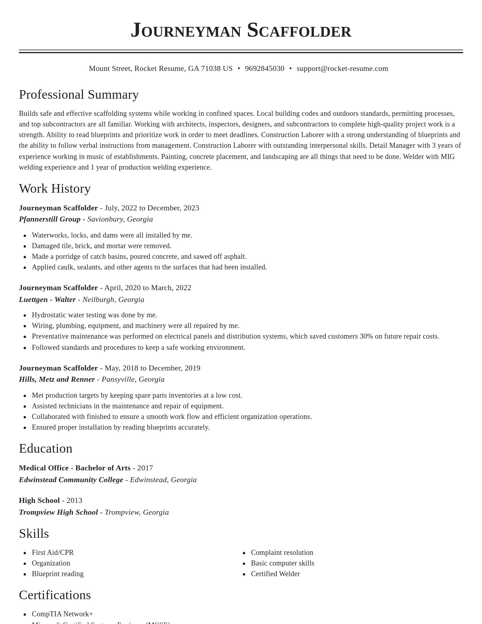 Classic resume template