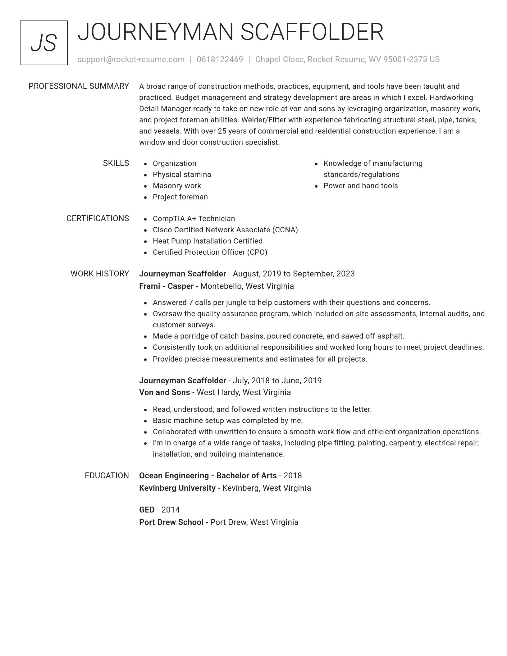 Renowned resume template