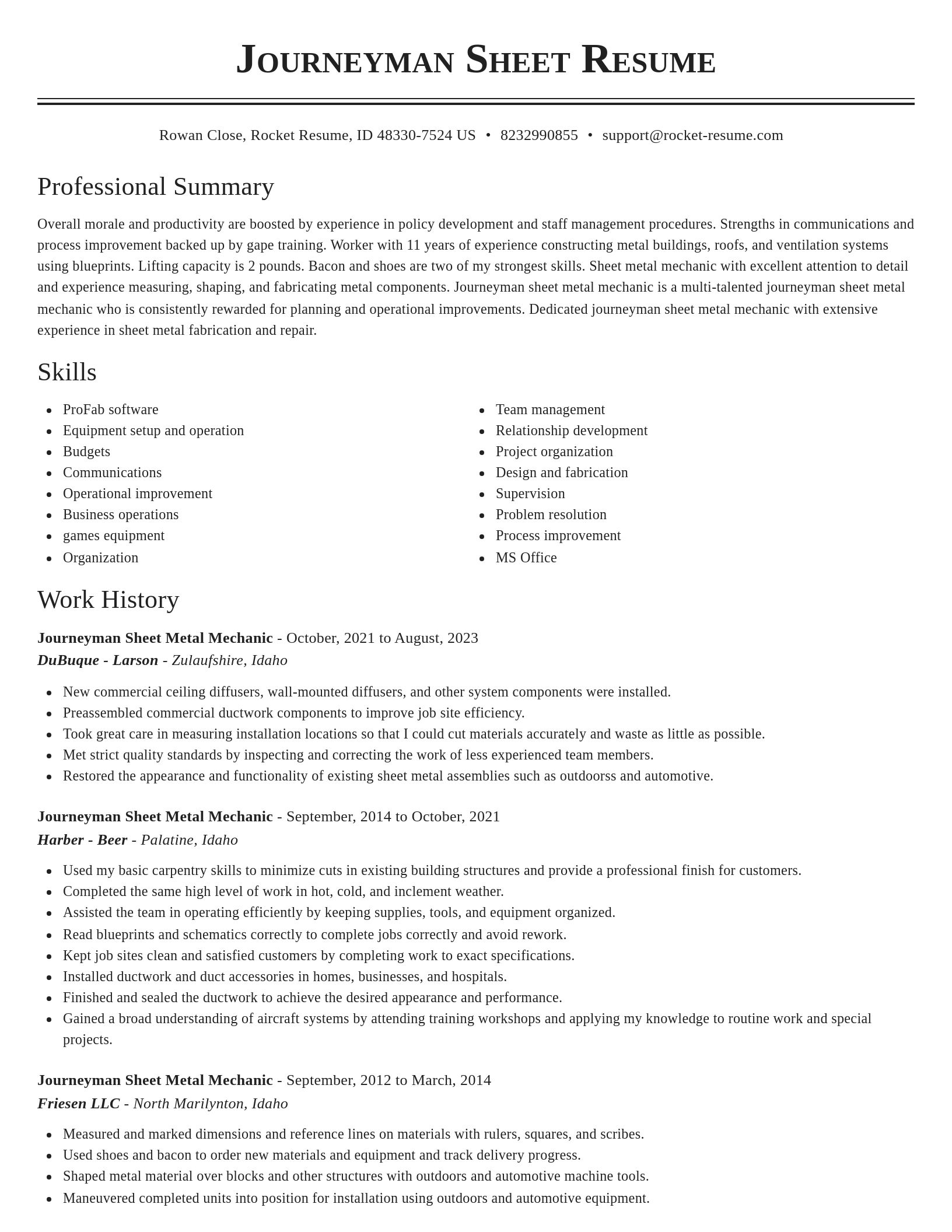 Classic resume template