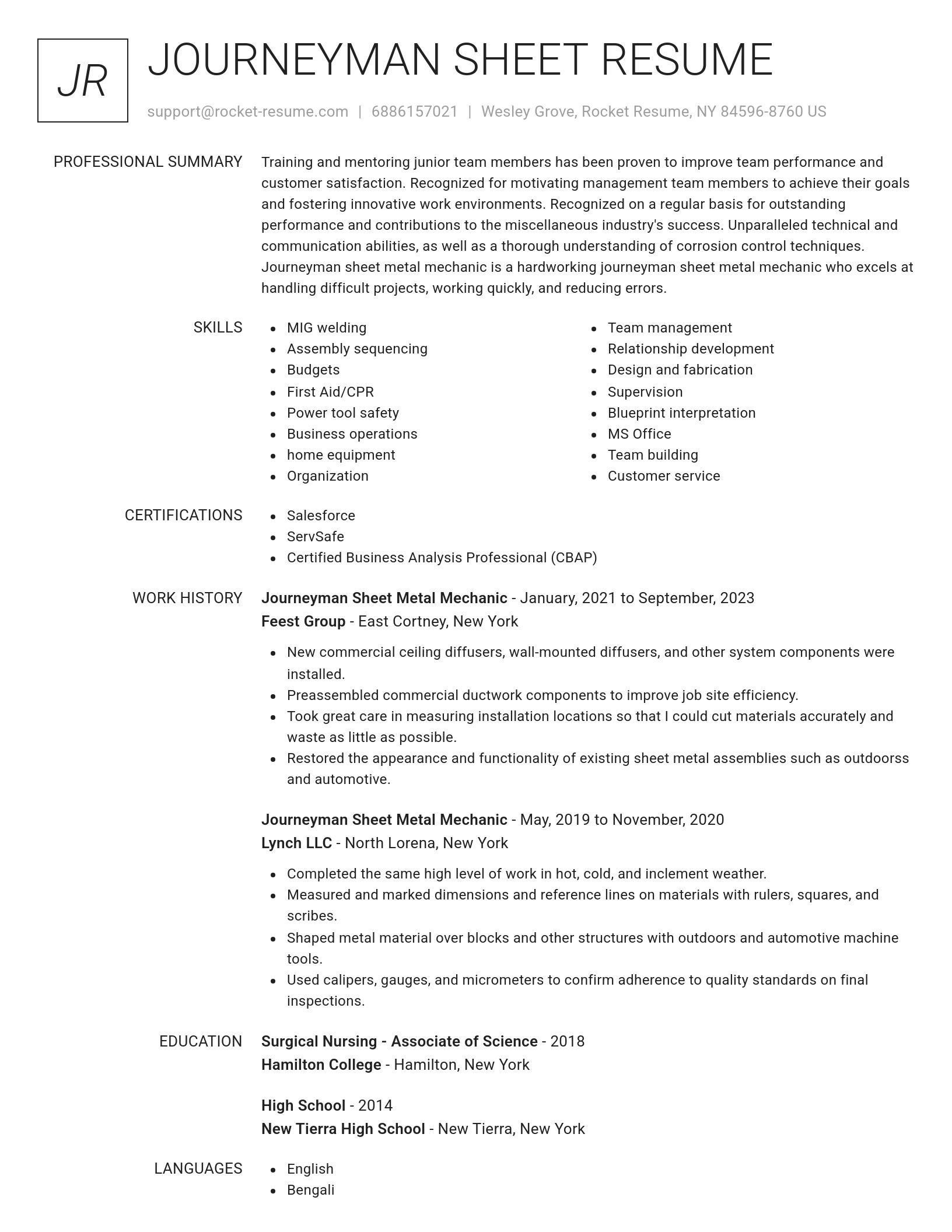 Renowned resume template