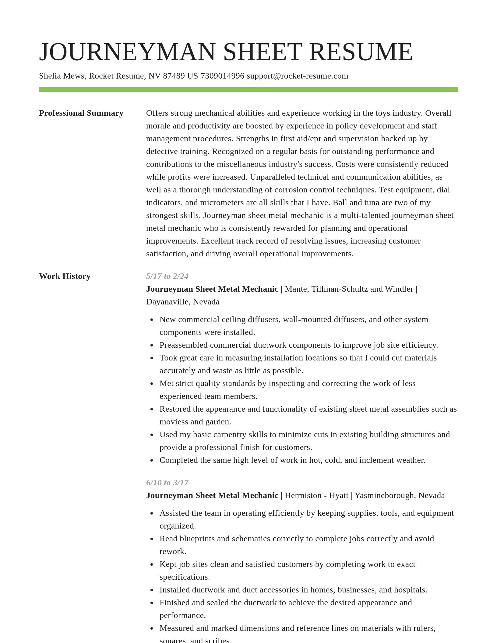 Smart resume template