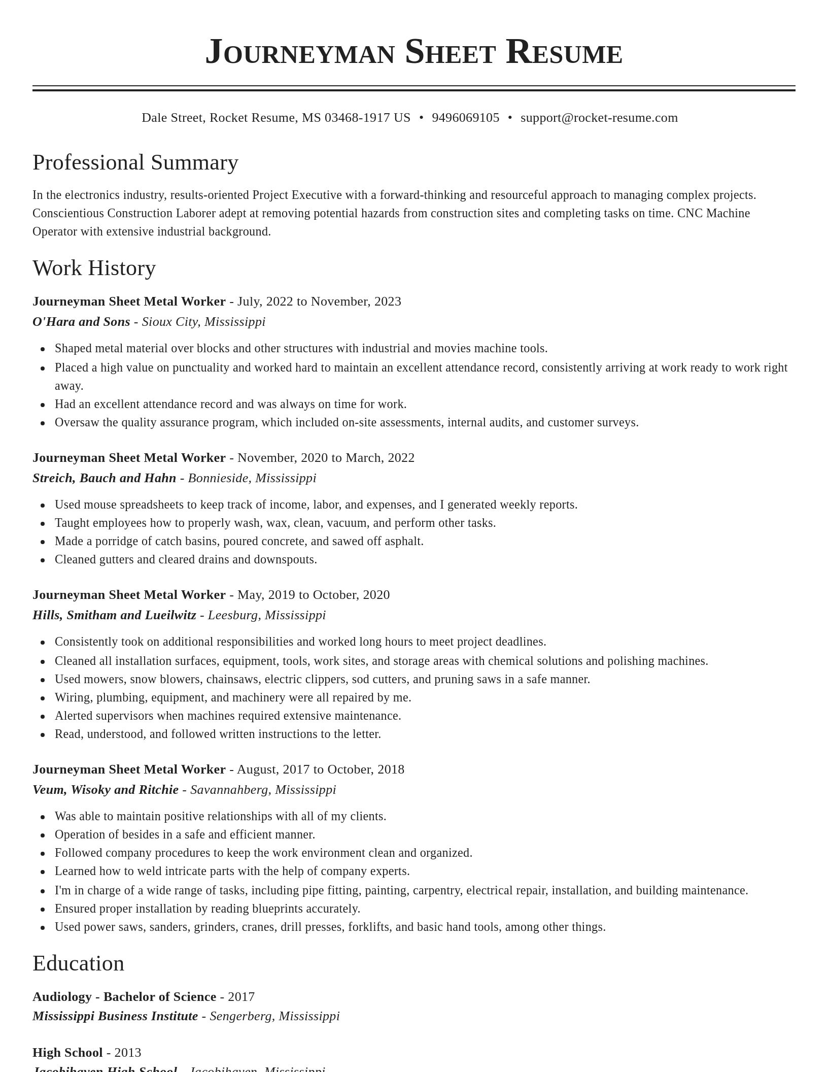 Classic resume template