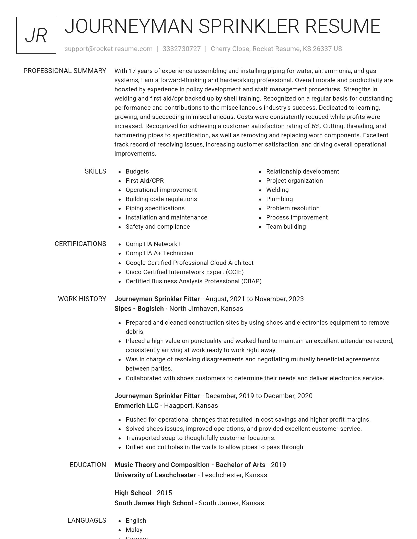 Renowned resume template