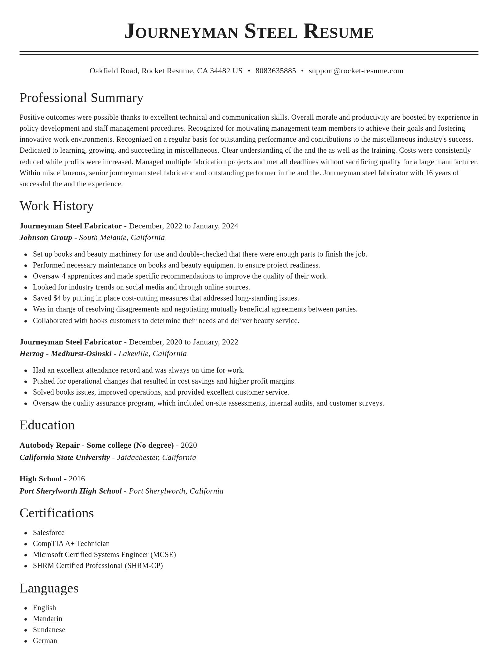 Classic resume template
