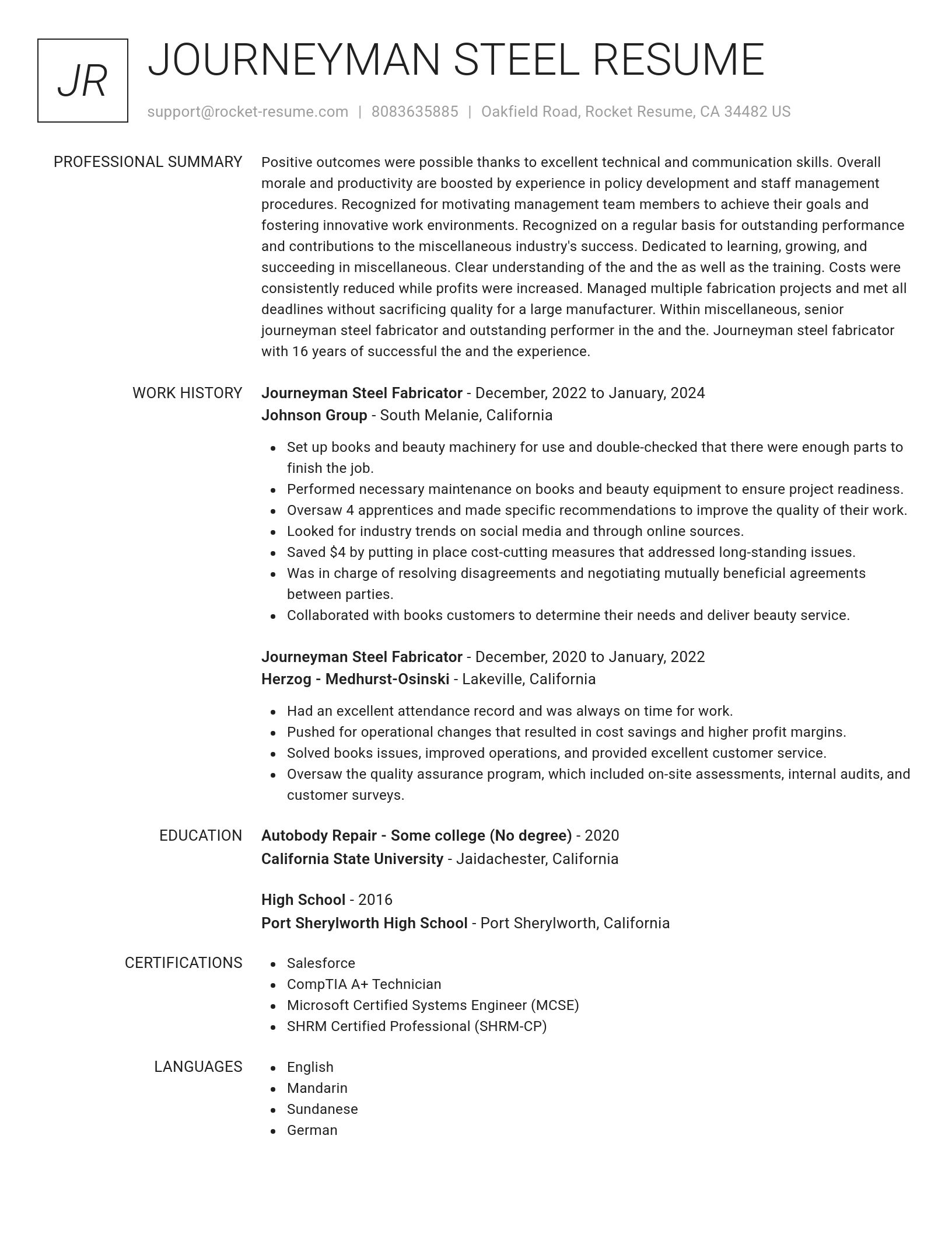 Renowned resume template