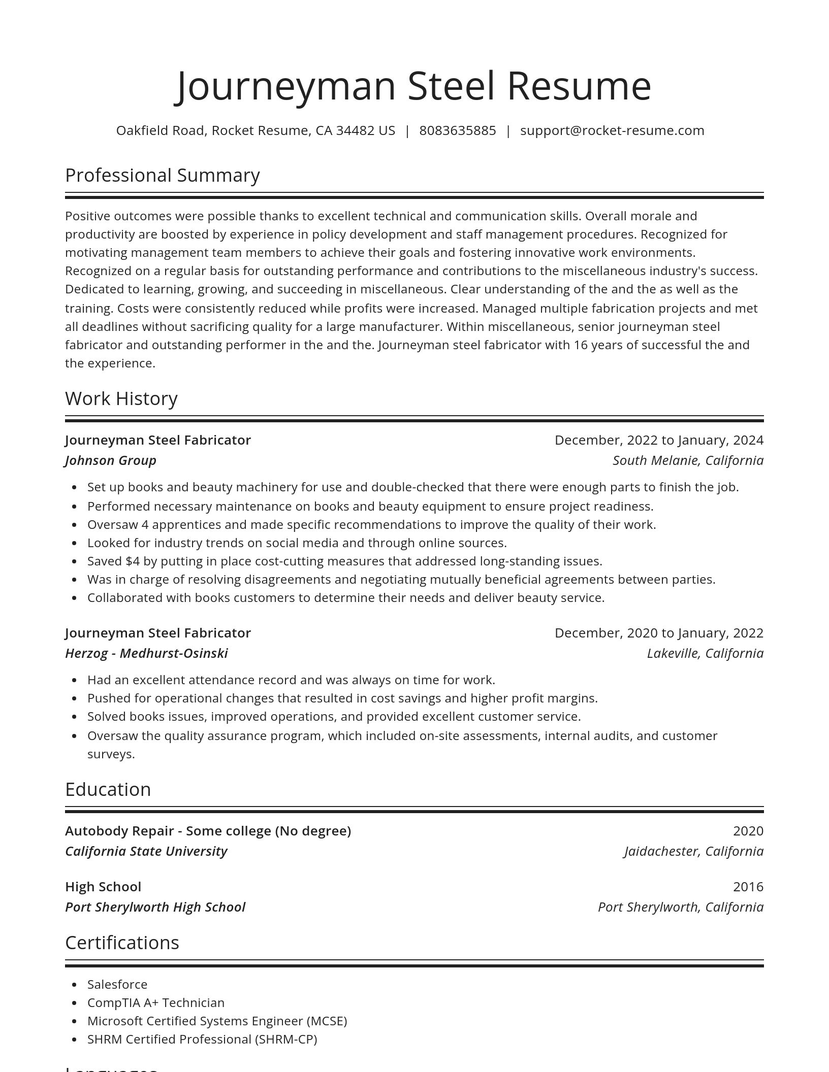 Spotlight resume template