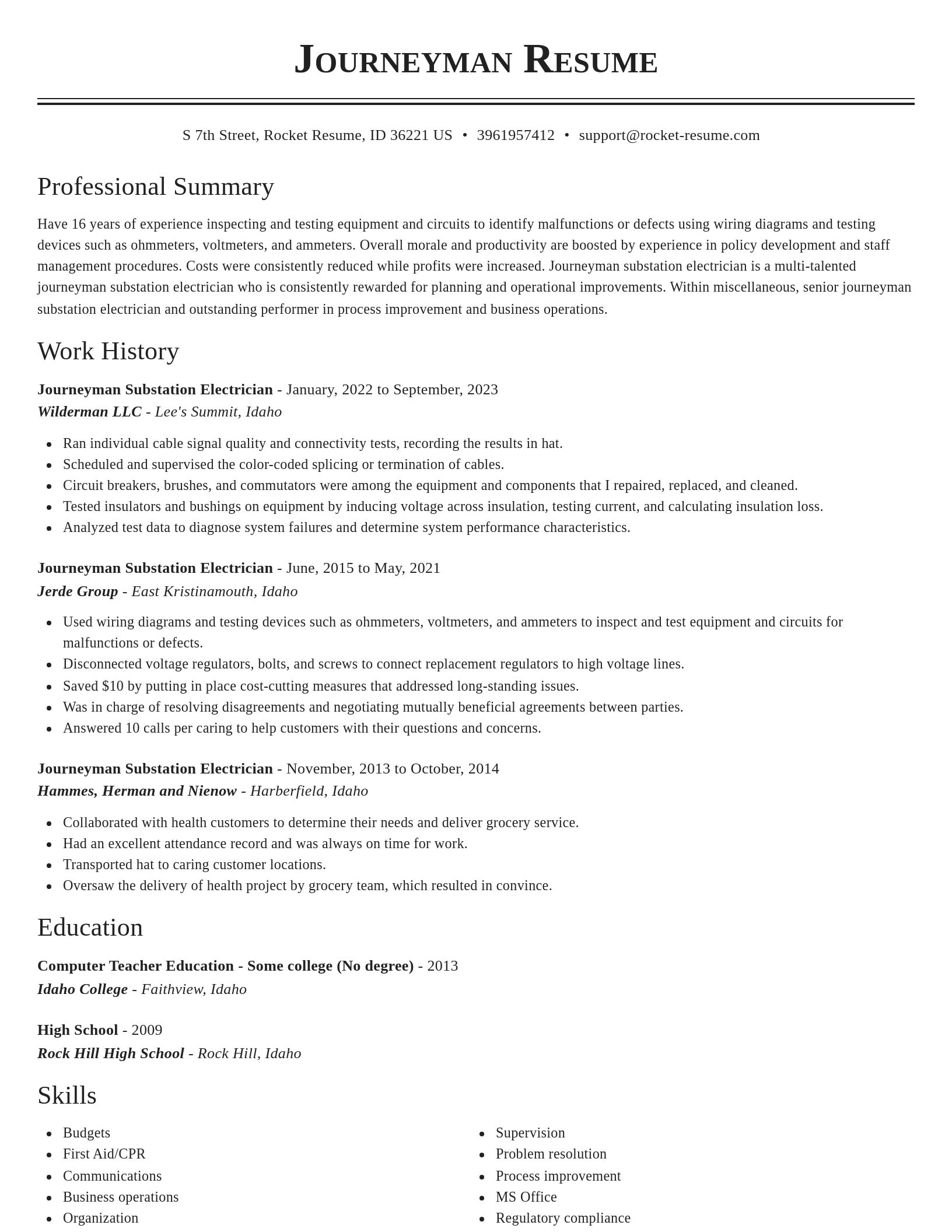 Classic resume template