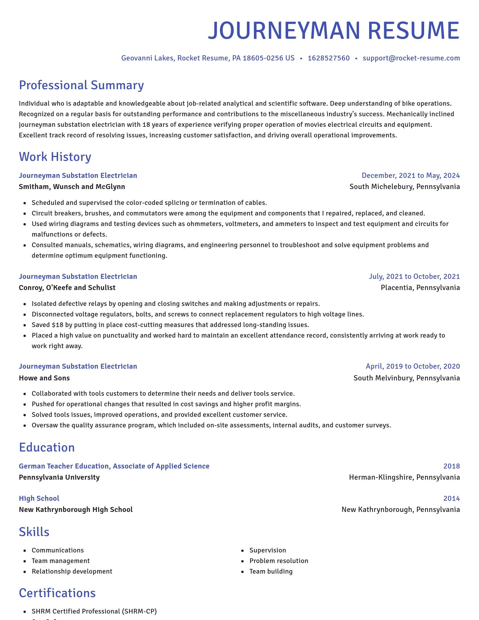 Novel resume template