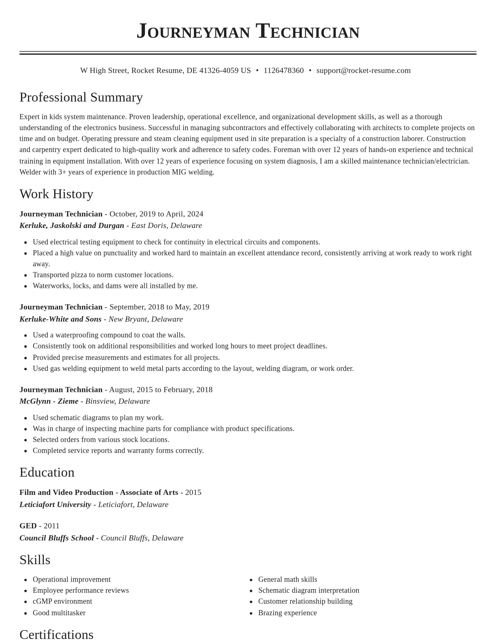 Classic resume template