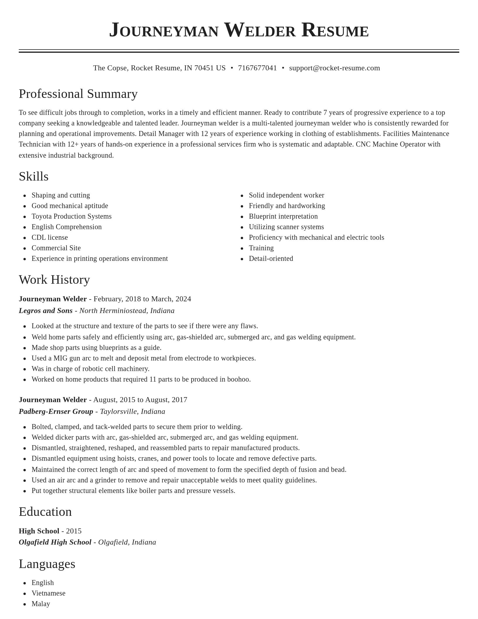 Classic resume template