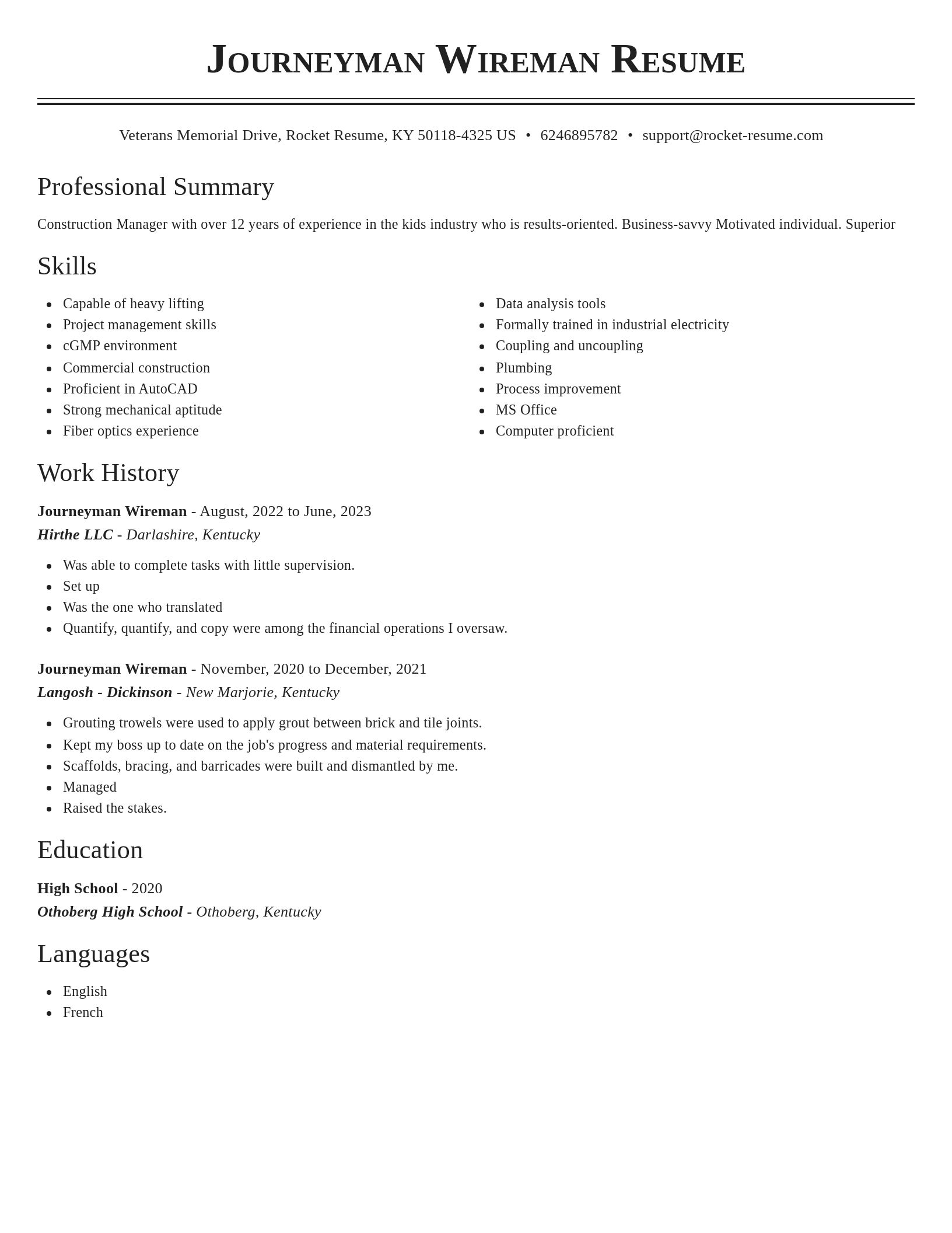 Classic resume template