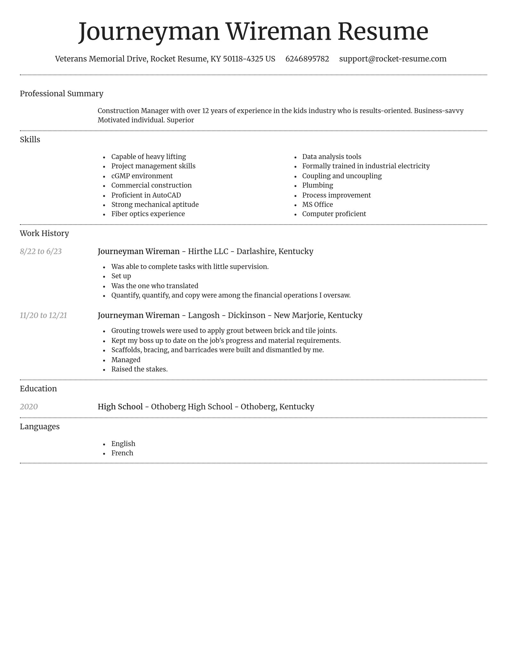 Dignified resume template