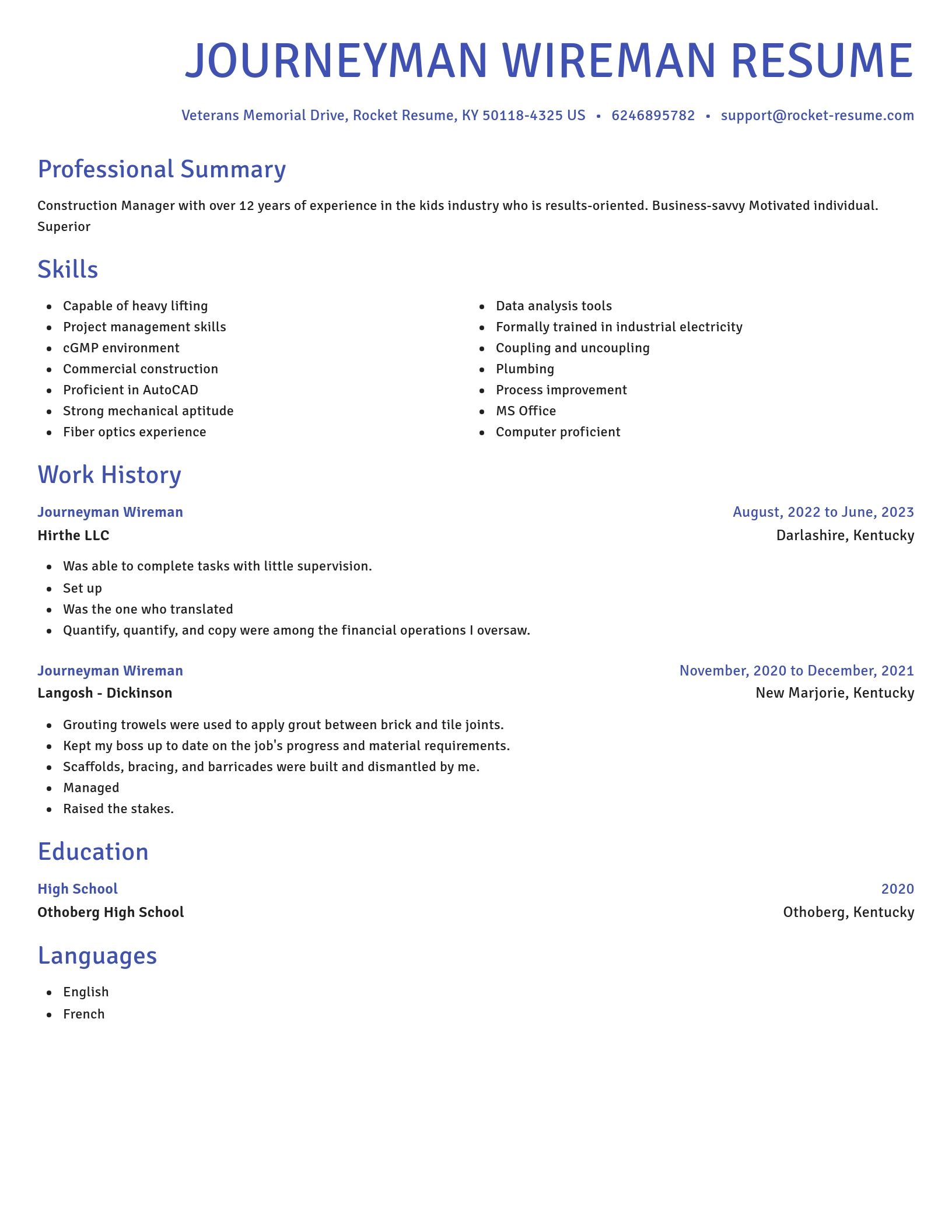 Novel resume template