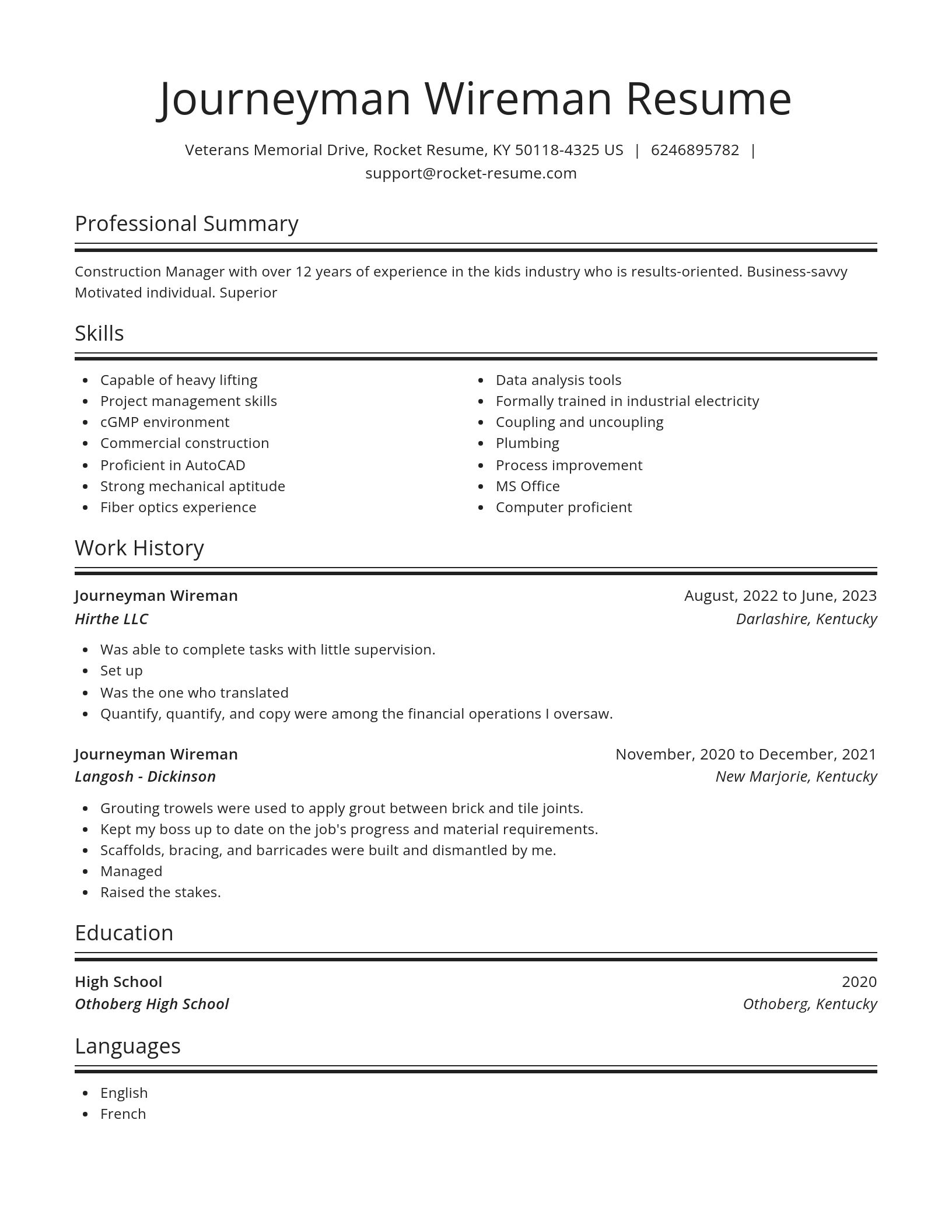 Spotlight resume template