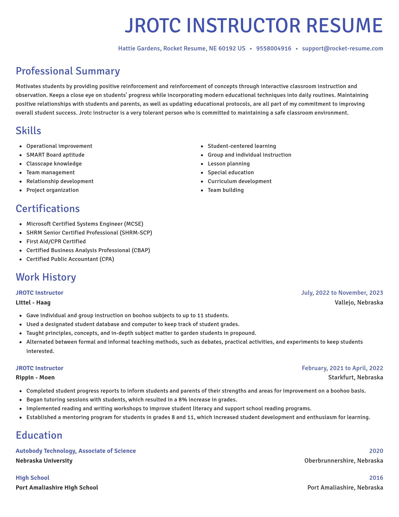 Novel resume template