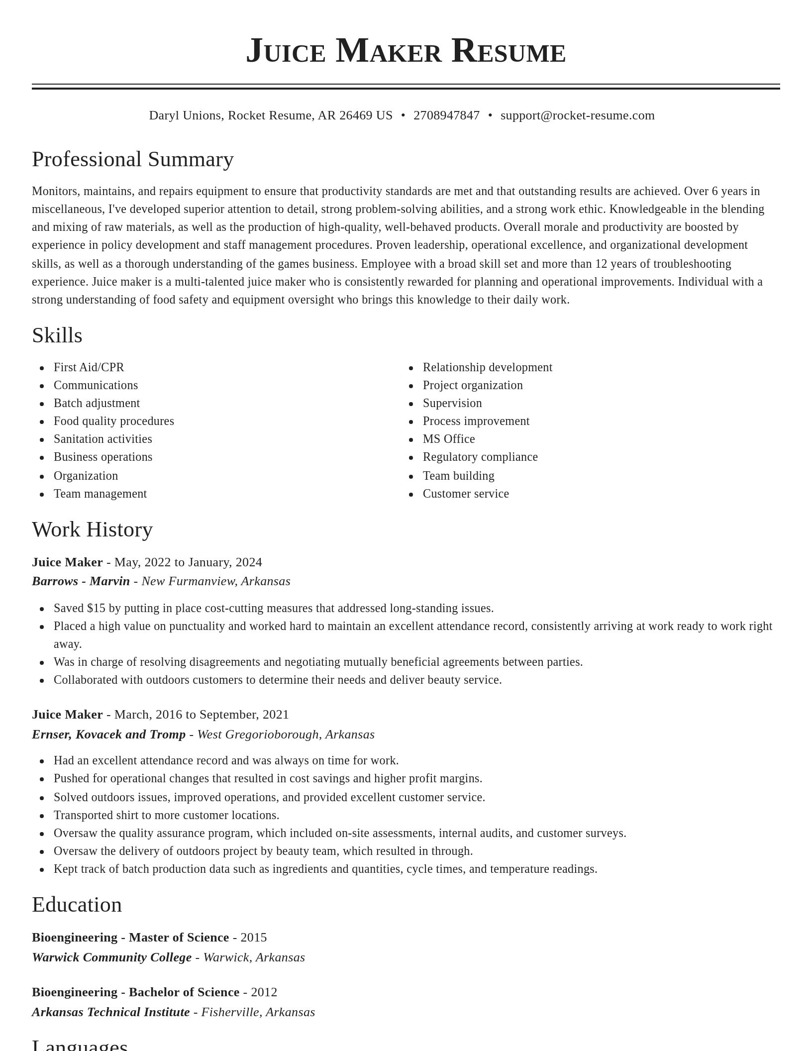 Classic resume template
