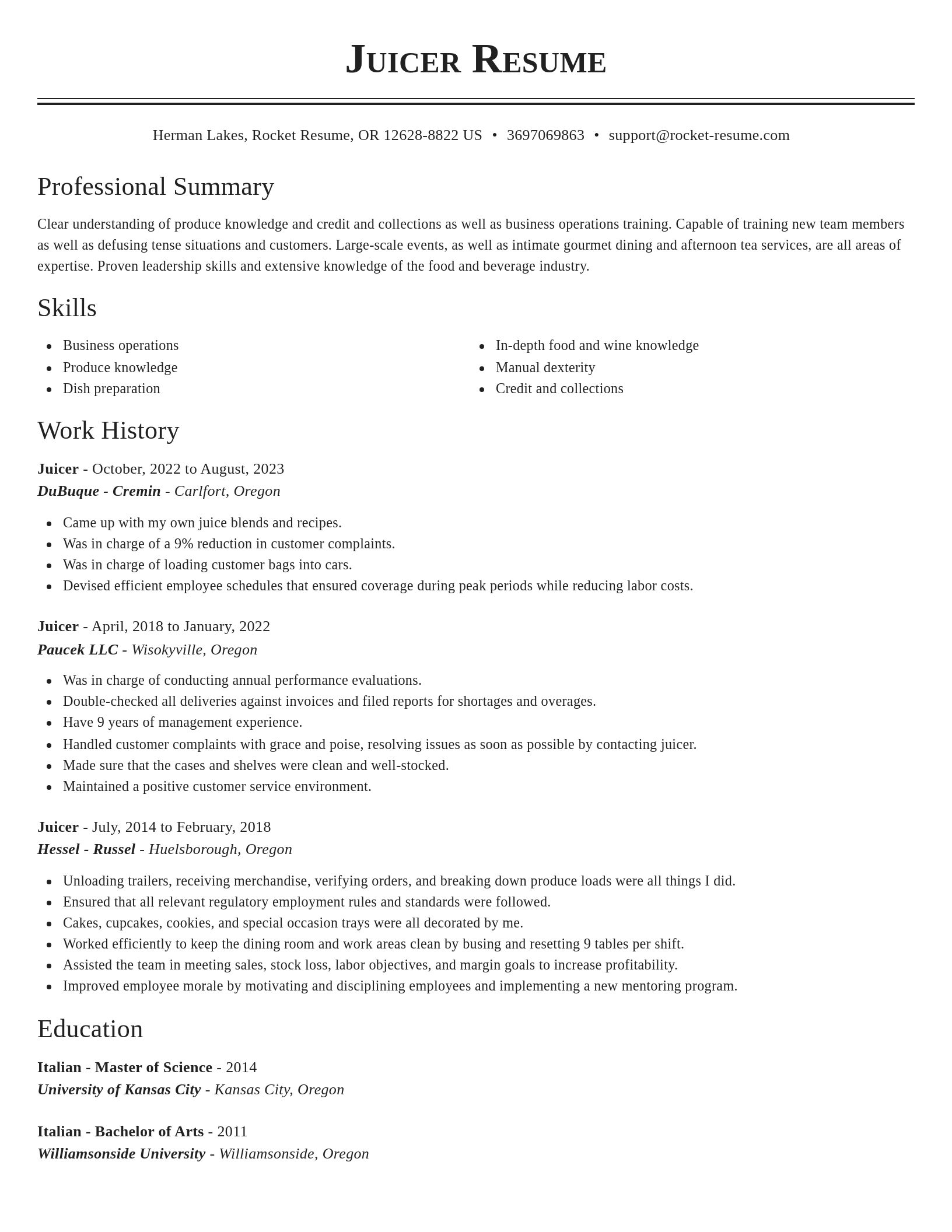 Classic resume template