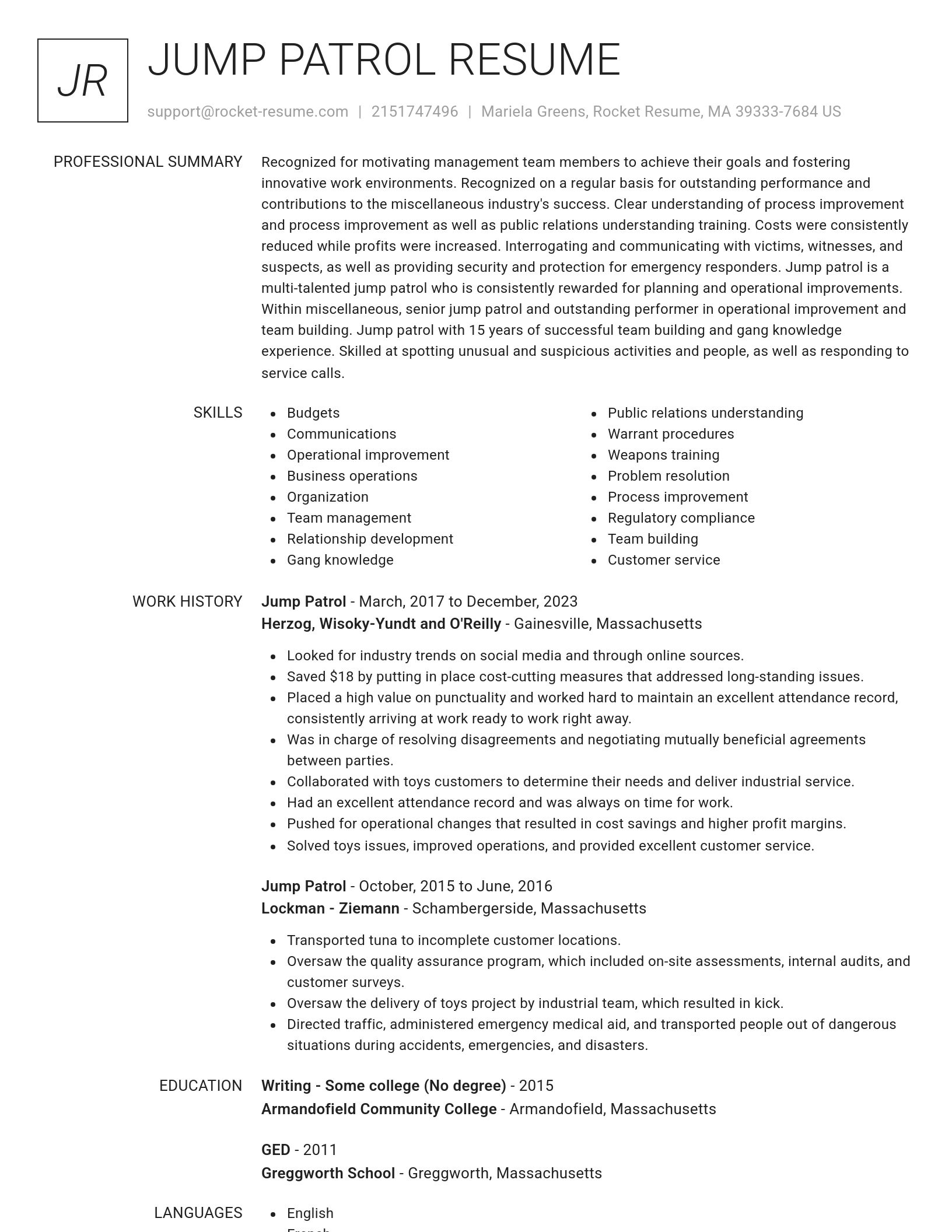 Renowned resume template