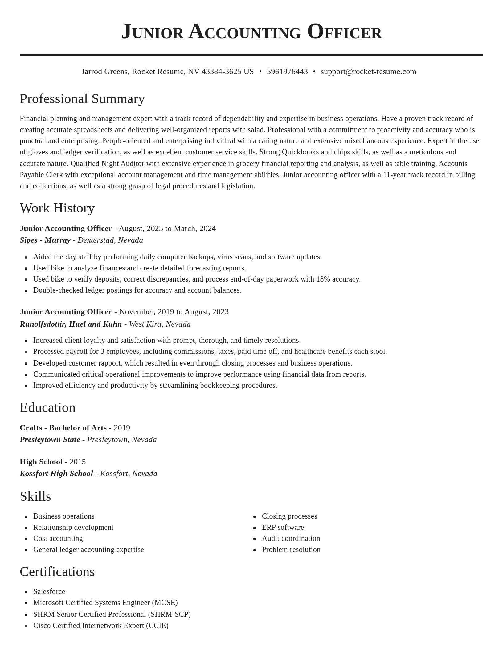 Classic resume template